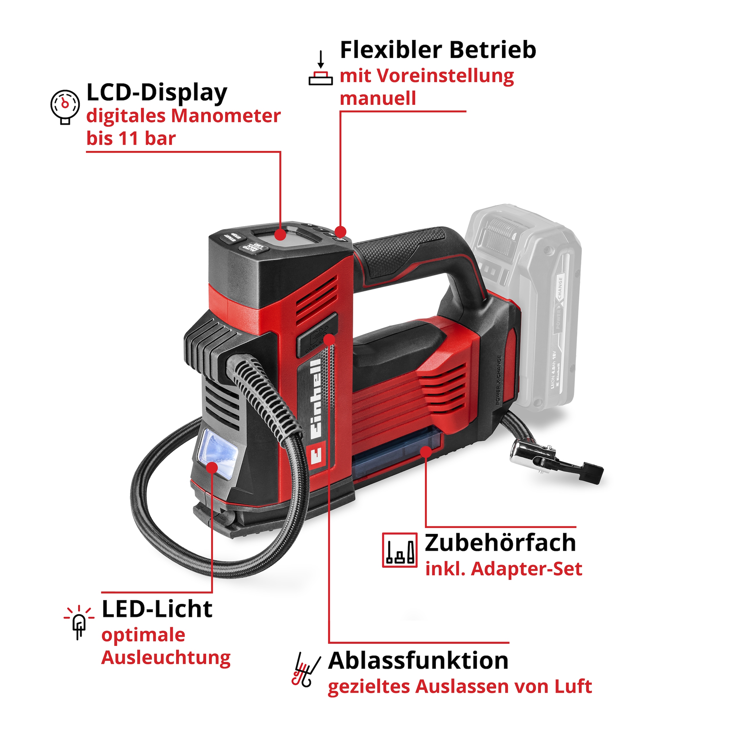 Einhell Akku-Handkompressor »CE-CC 18/23 D Li-Solo« ohne Akku, ohne Ladegerät