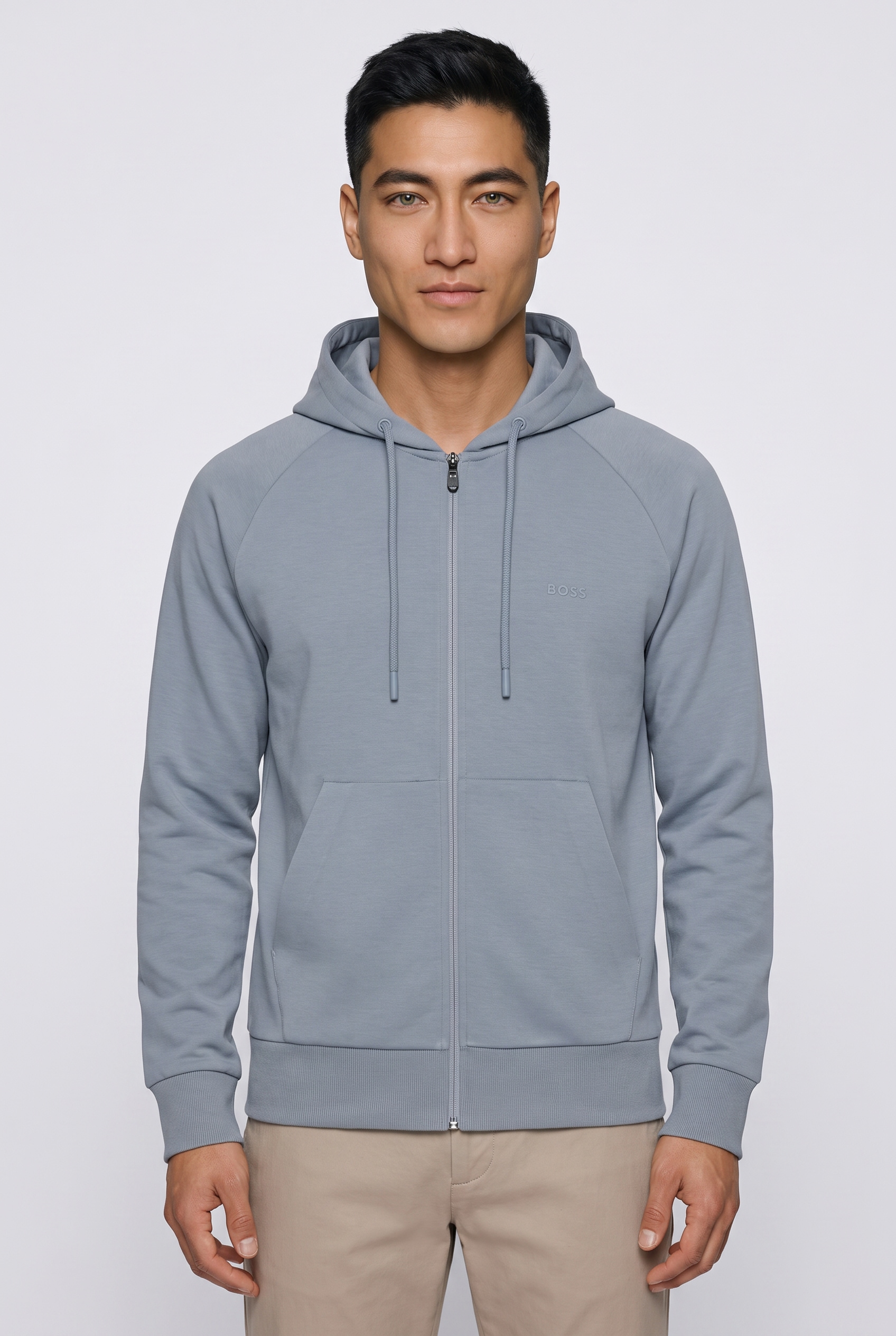 BOSS GREEN Kapuzensweatjacke "Saggy" Regular Fit, Kängurutasche, Baumwollmischung