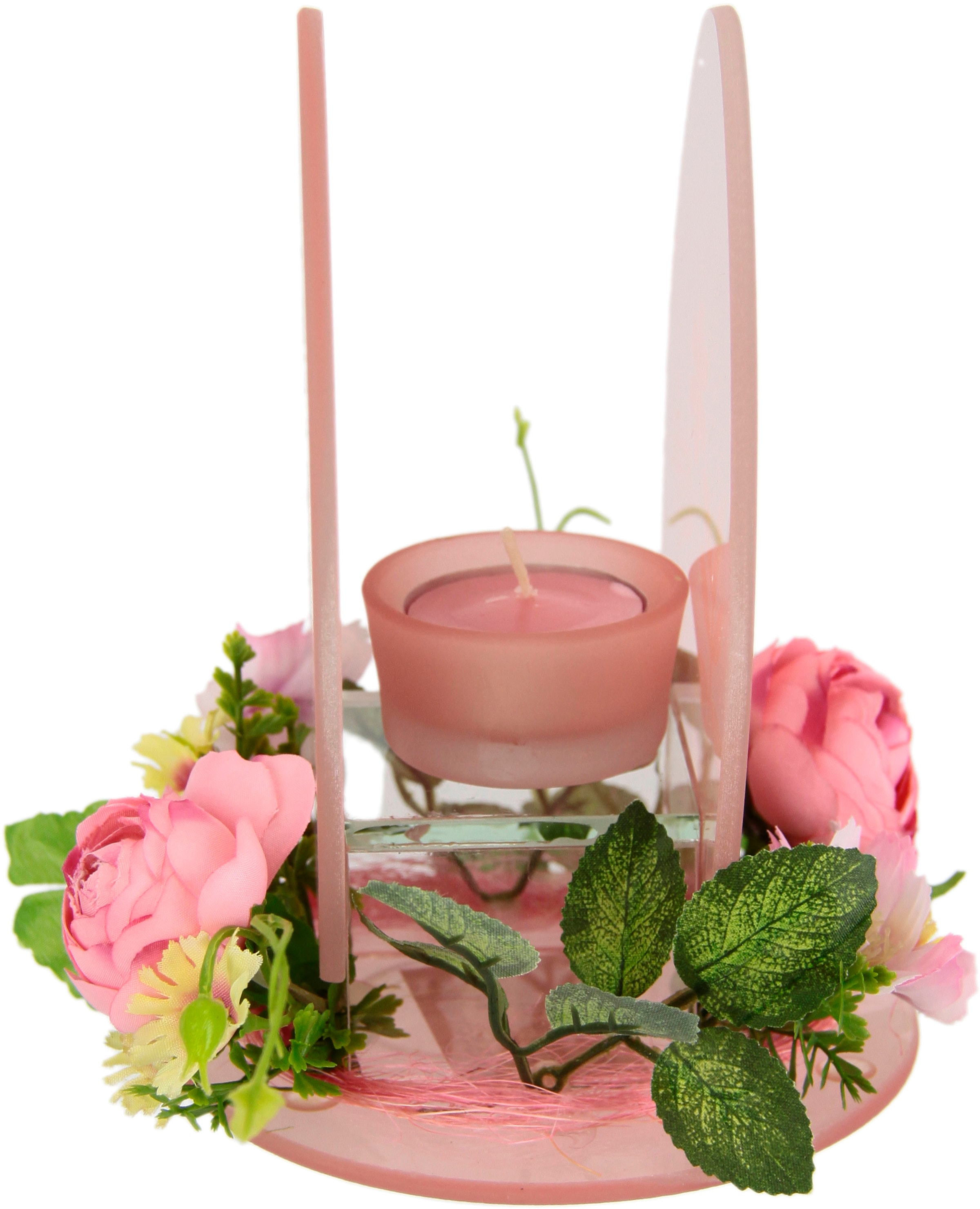 BAUR Windlicht Glas I.GE.A. 2er bestellen 3D Frühlingskranz Kerzenleuchter Teelichthalter Set | »Ei«, Osterhase Holz