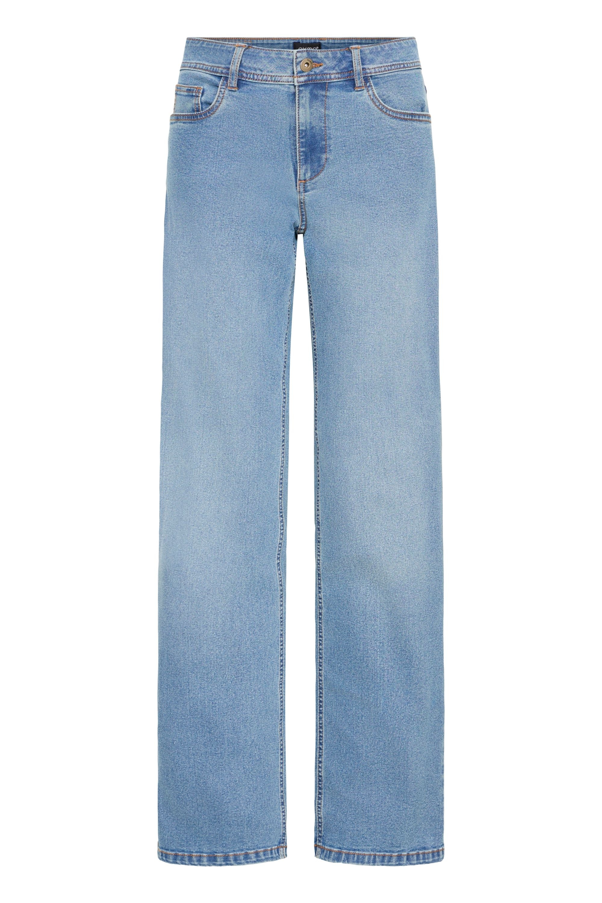 OXMO Damen Straight-Jeans "Straight-Jeans OXHELLE STRAIGHT JEANS", blau, Gr. 31, Obermaterial: 68% Baumwolle CO. 27% Polyester PES. 3% Viskose CV. 2%