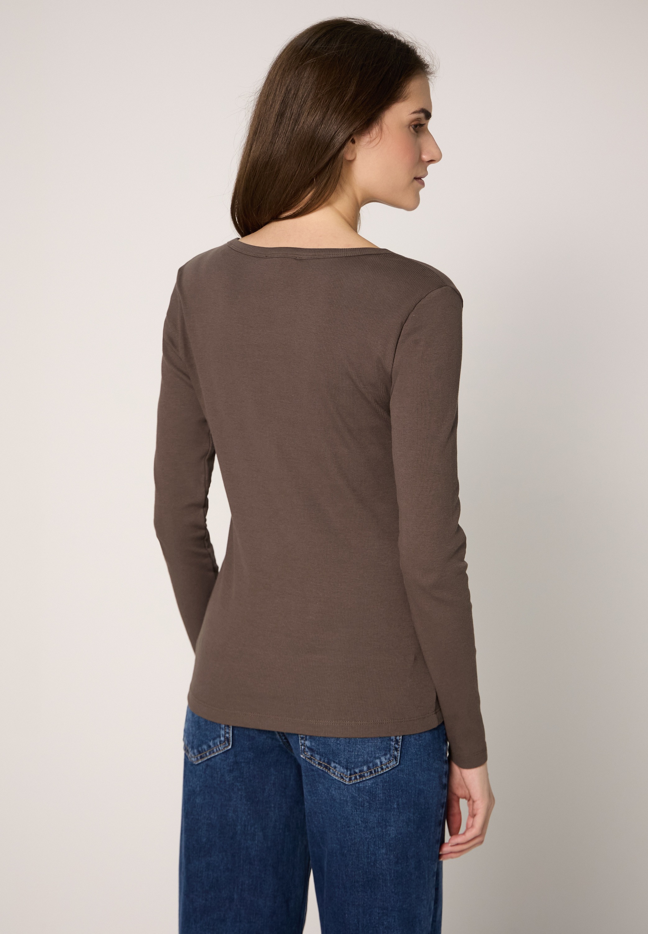 STREET ONE STUDIO Langarmshirt aus Baumwolle mit Stretchante günstig online kaufen