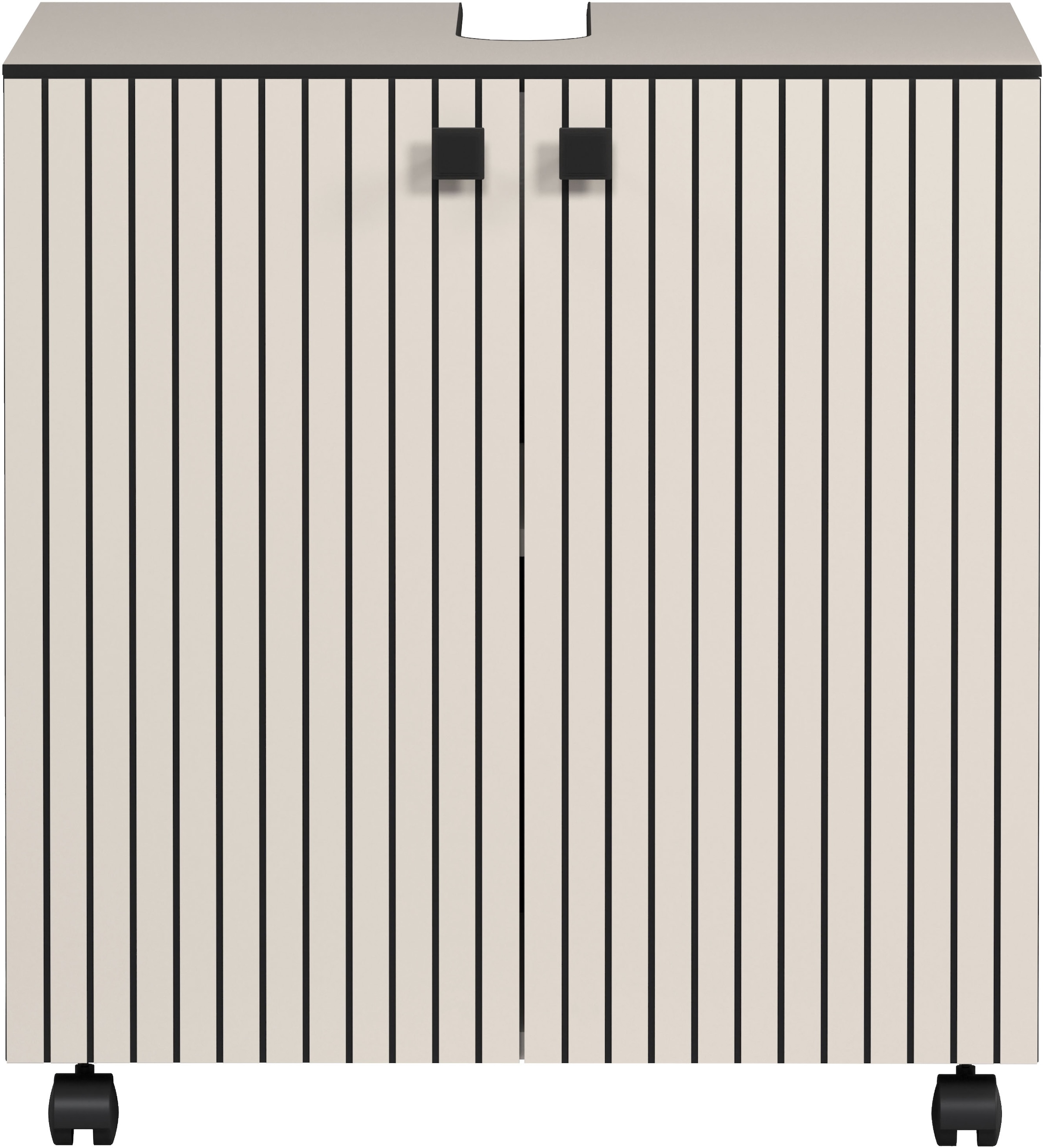 welltime Waschbeckenunterschrank »Amrum«, (1 St.), BxHxT 80 x 64 x 42cm Waschbeckenunterschrank Eiche Rillenoptik