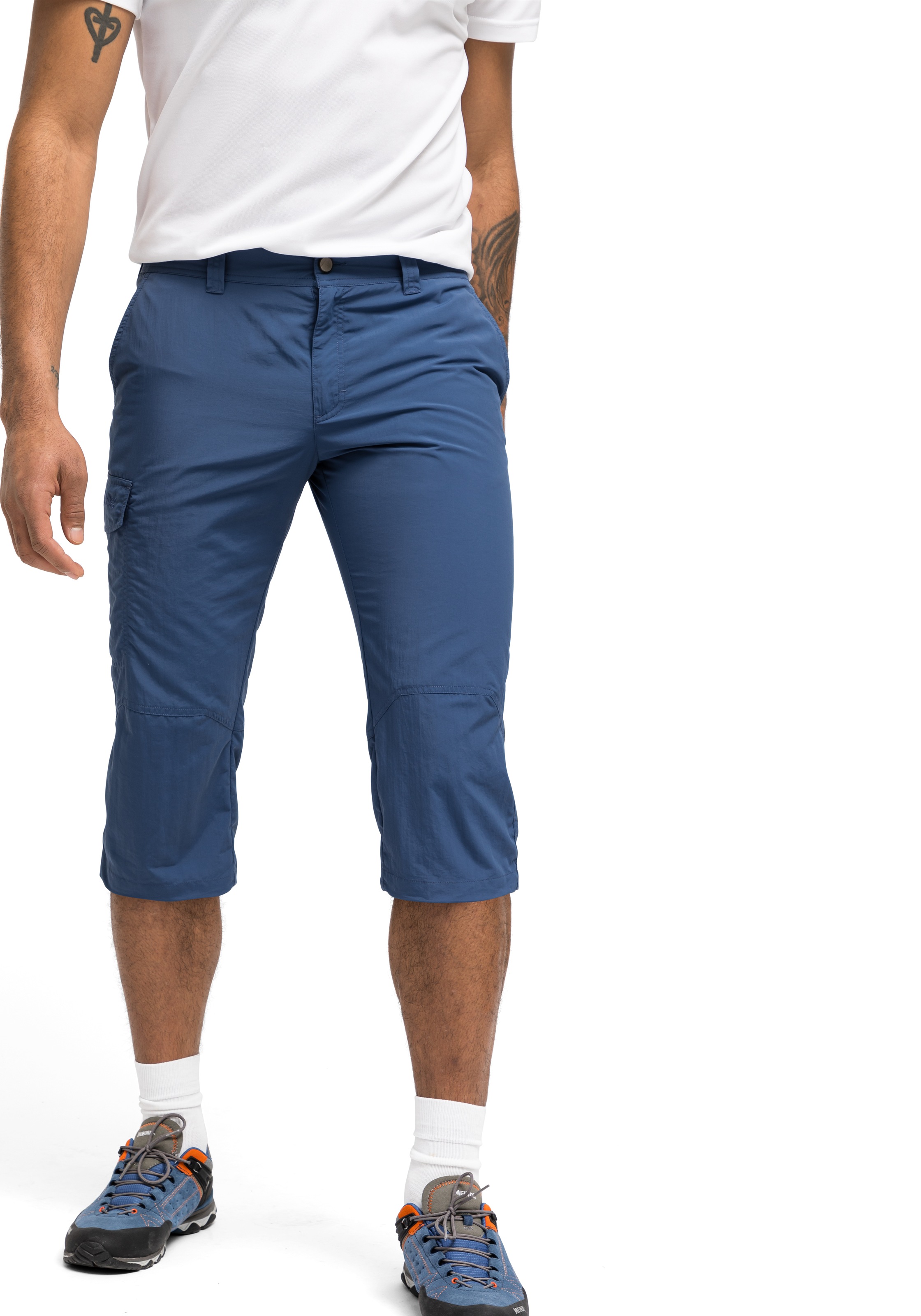Caprihose MAIER SPORTS "Jens", Herren, Gr. 50, Normalgrößen, blau (jeansblau), 100% Polyamid, Hosen Caprihose, kurze Hose Herren, luftige Wanderhose, leichte Outdoorhose, Reg Fit 3
