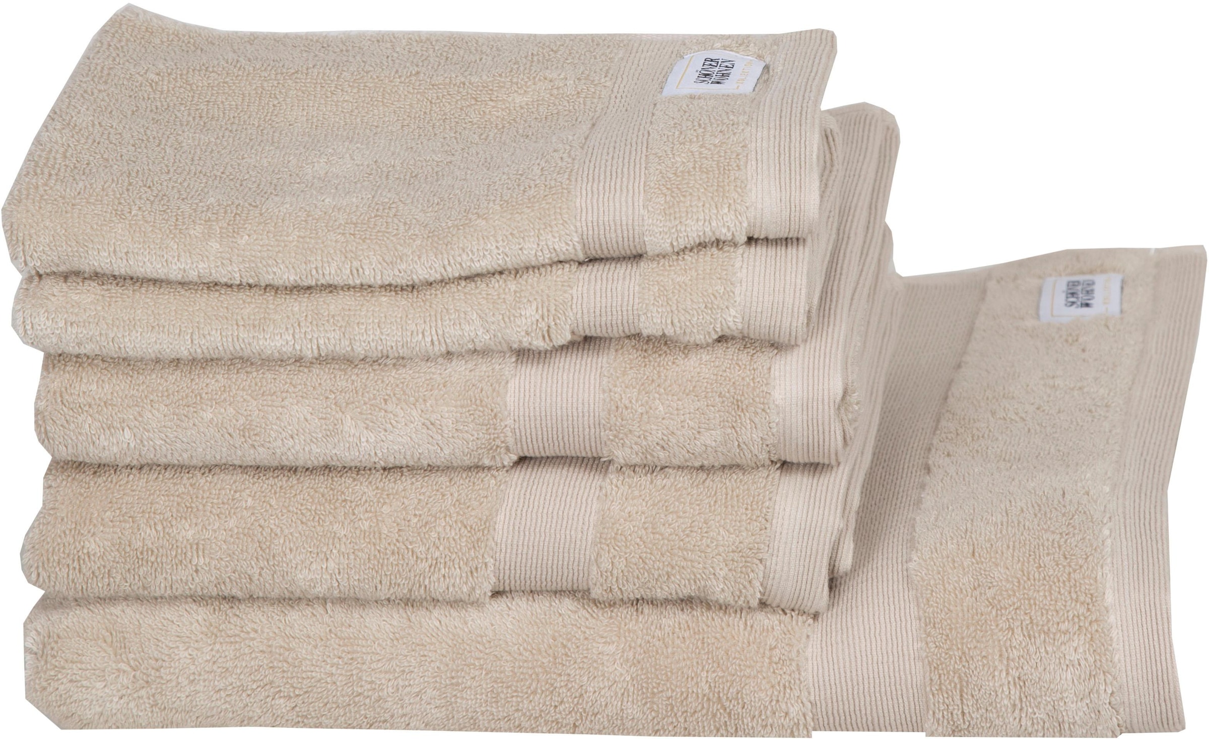 SCHÖNER WOHNEN-Kollektion Handtuch Set »Cuddly«, (Set, 5 St., 2 Gästetücher 30x50 cm-2 Handtücher 50x100 cm-1 Badetuch 70x140 cm), schnell trocknende Airtouch-Qualität