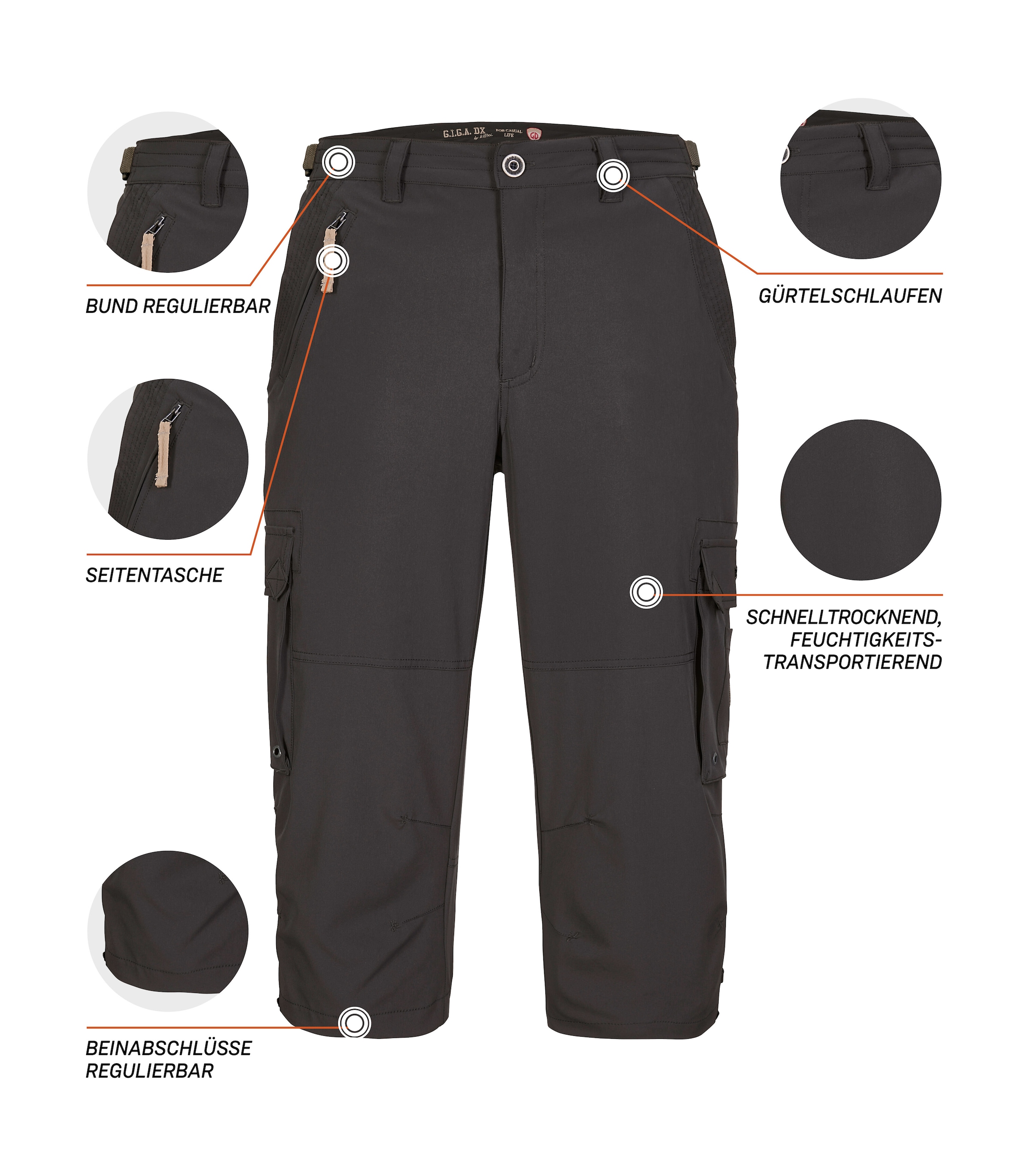 G.I.G.A. DX by killtec 3/4-Hose »GS 35 MN PNTS«, Leichte, schnelltrocknende 3/4 Hose mit verstellbarem Bund und Taschen