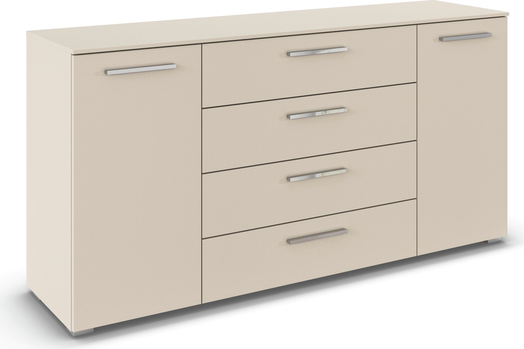rauch Kombikommode "Sideboard Schubkommode Kommode MONTCLAR Front Dekor/Hochglanz/Glas" Breite 160 / Höhe 81 cm, 2 Einlegeböden, inkl. Soft-Close-Funktion, 2-türig, 4 geräumige Schubladen, viele Griffvarianten MADE IN GERMANY