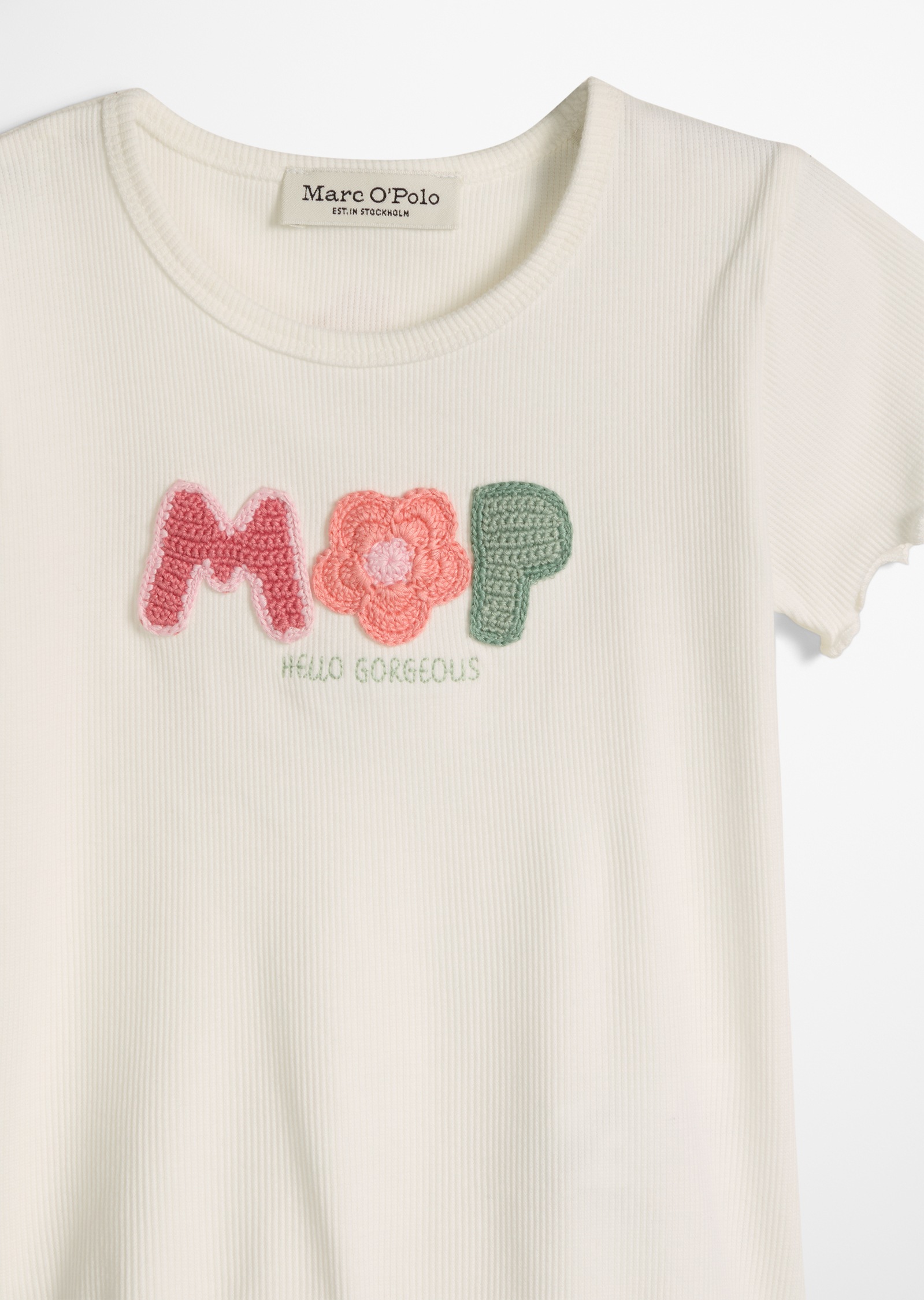 Thumbnail - Marc OPolo Junior T-Shirt feines Rippjersey, gesticktes Logo