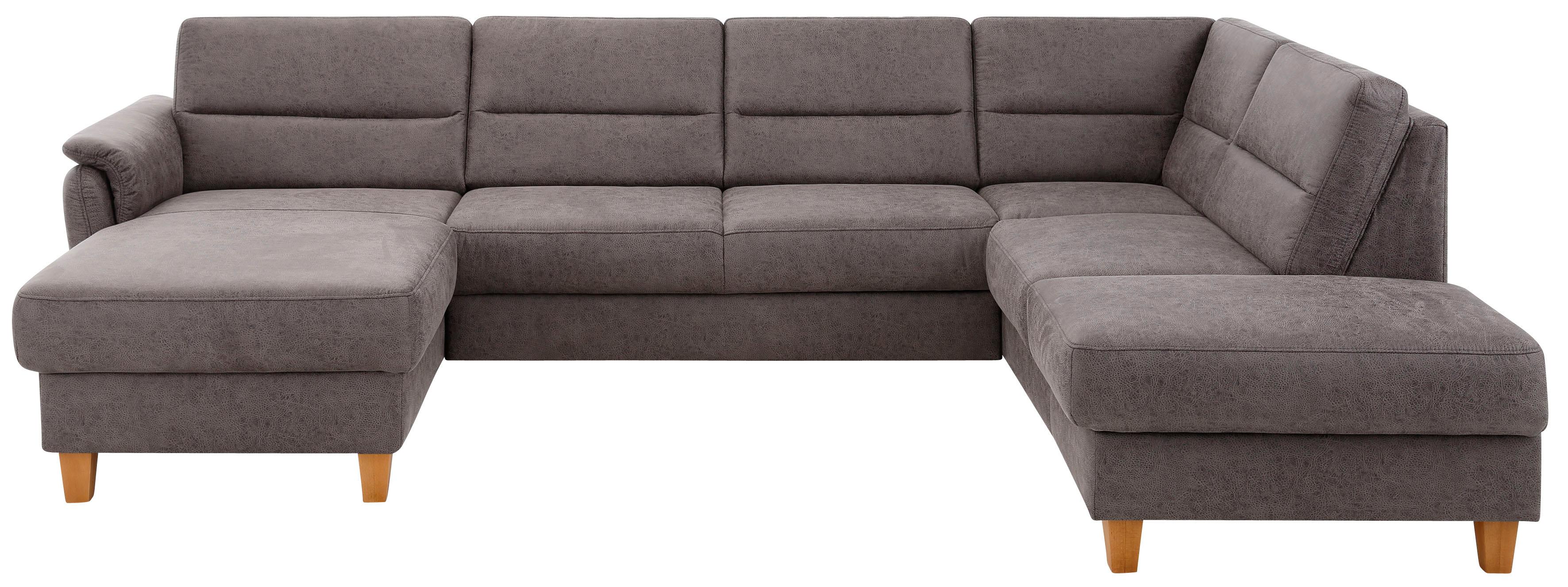 Home affaire Wohnlandschaft "Palmera U-Form, B: 308 cm, große Stoff + Leder Auswahl" mit Schlaffunktion, optional Bettkasten, Federkern, XXL-Wohnlandschaft