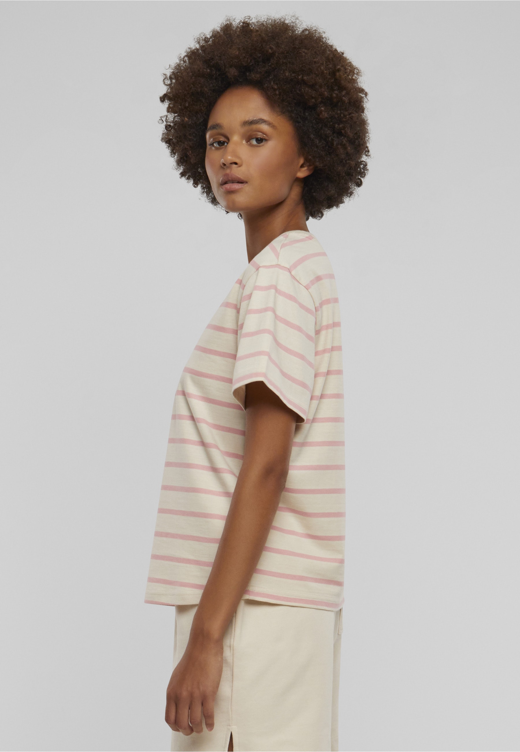 URBAN CLASSICS T-Shirt »Urban Classics Damen Ladies Striped Boxy Tee« 1 Stk.