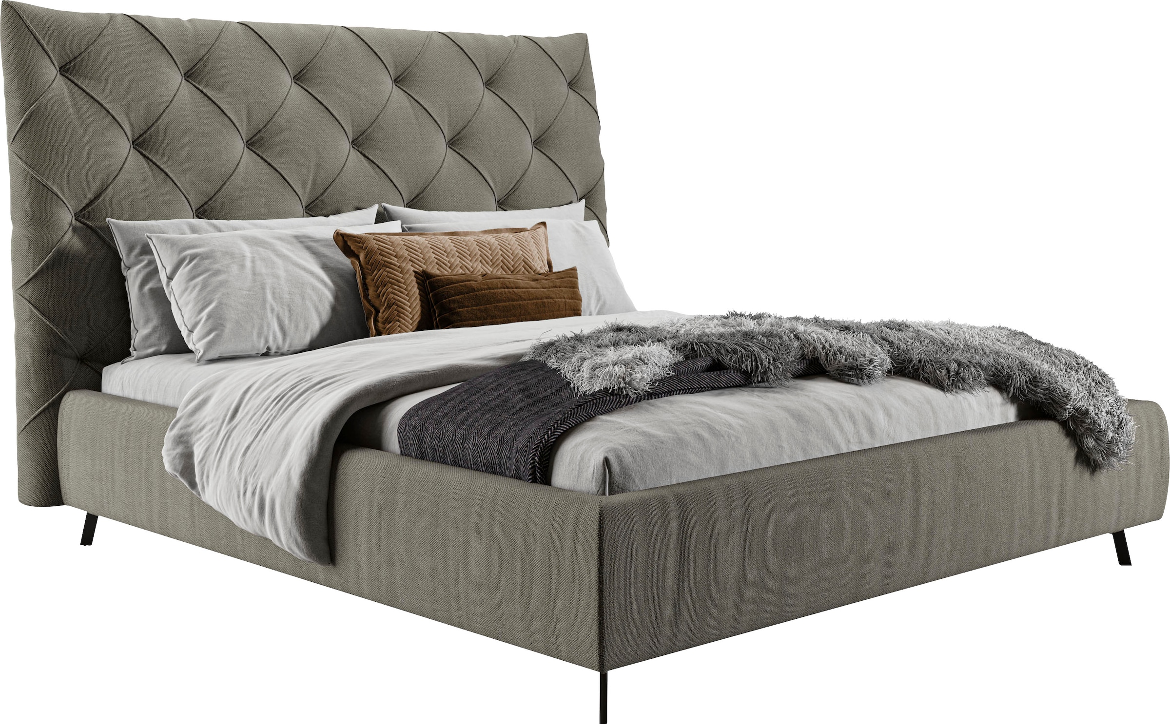 Home affaire Polsterbett "Maxime, in 4 Breiten bis 200cm, auch in Leder" Kopfteilhöhe 143 cm, belastbar bis 280 kg, auch in Überlänge 220cm