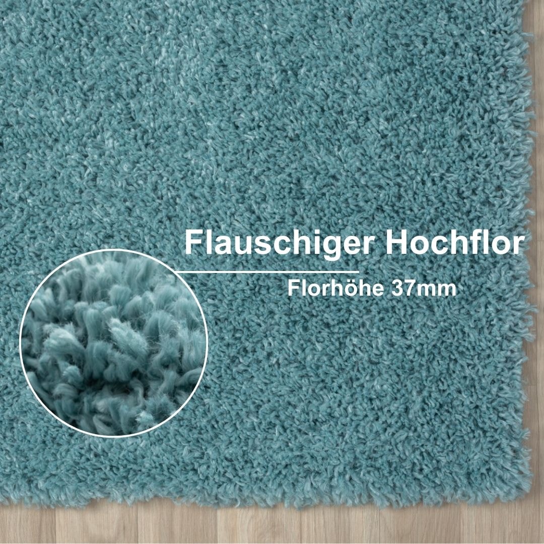 Myflair Möbel & Accessoires Hochflor-Läufer »My Shaggy«, rechteckig, 37 mm Höhe, Shaggy, Uni Farben, leicht glänzend, Microfaser, extra flauschig