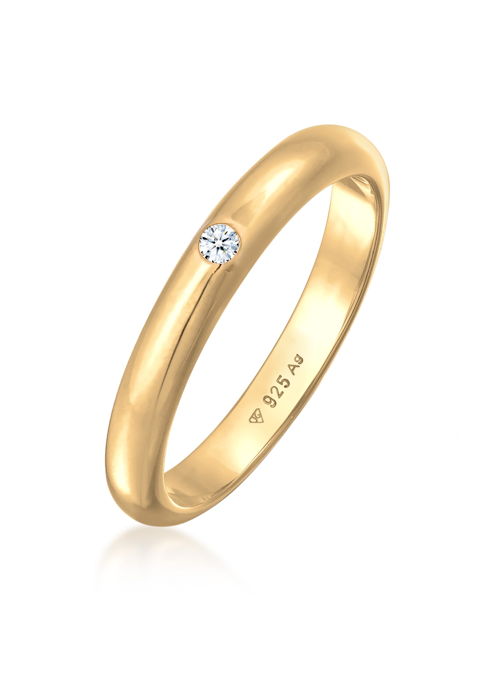 ELLI DIAMONDS Damen Verlobungsring "Ring 925 Sterling Silber Diamant ct 0.03 Verlobungsring", 54, Silber 925 (Sterlingsilber), gold, Silber 925