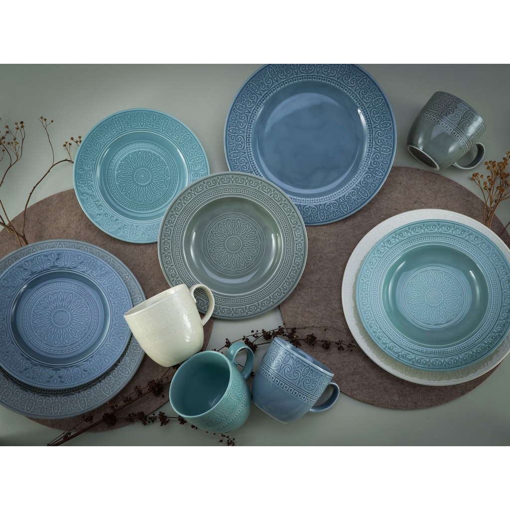 CreaTable Kombiservice »Geschirr-Set Classico colors«, (Set, 16 tlg., Kaffeeservice und Tafelservice im Set, für 4 Personen)