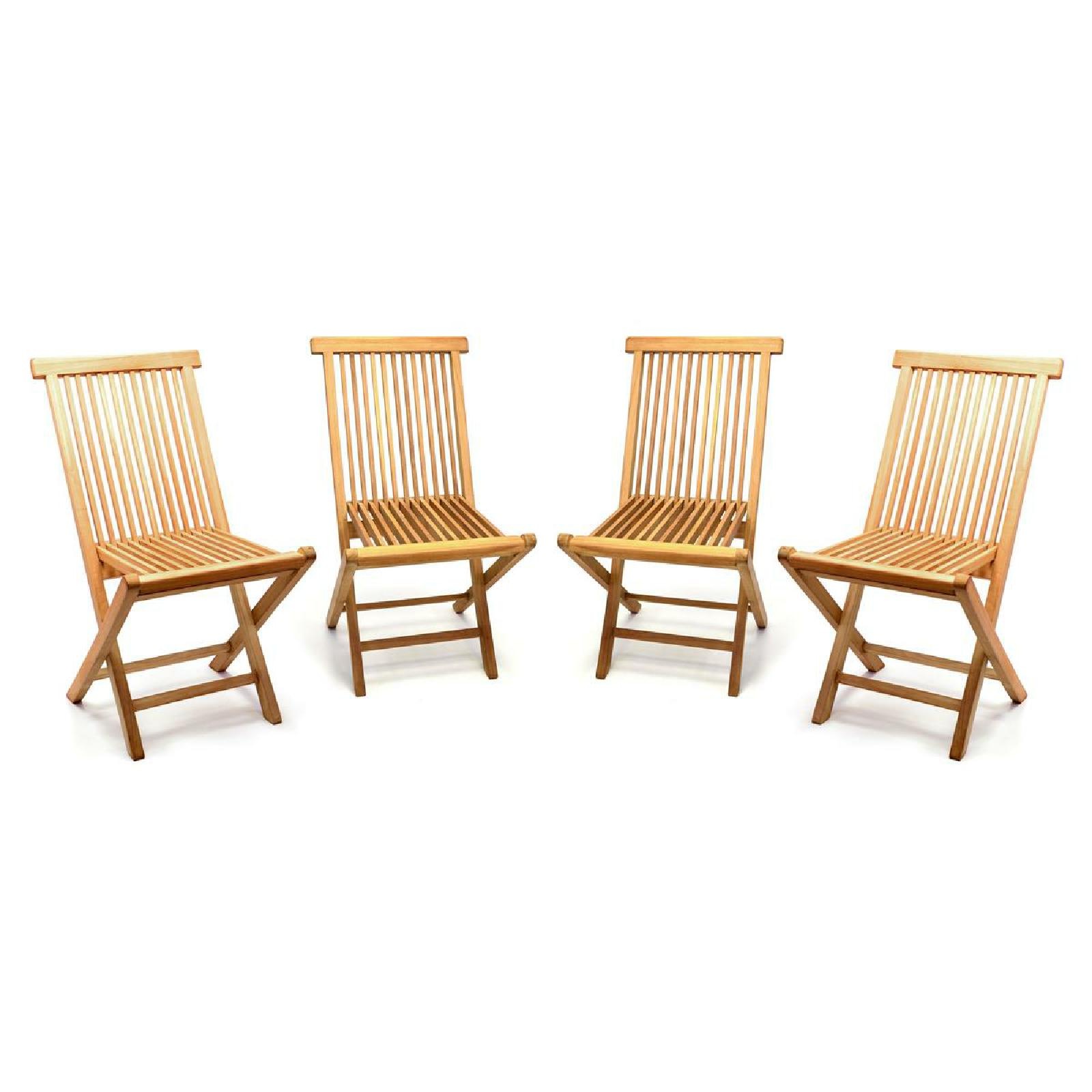 VCM Gartenstuhl "4er Gartenstuhl Hochlehner Klappstuhl Holz Teak" () günstig online kaufen