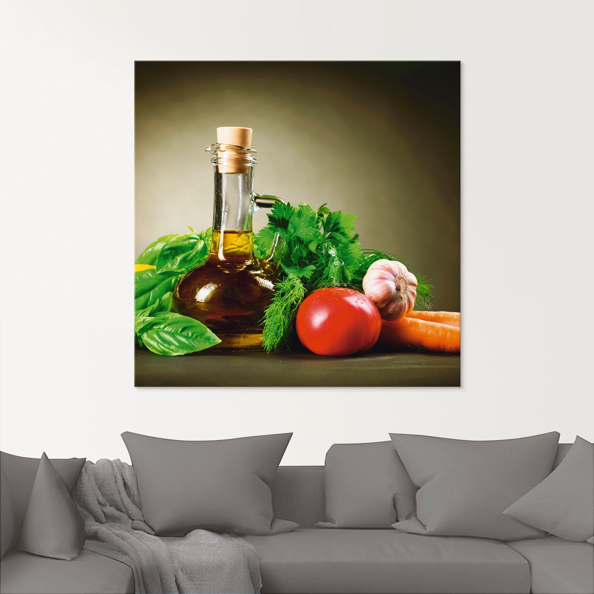 Artland Glasbild "Gesundes Gemüse und Gewürze" Lebensmittel 1 Stk. tlg. in günstig online kaufen