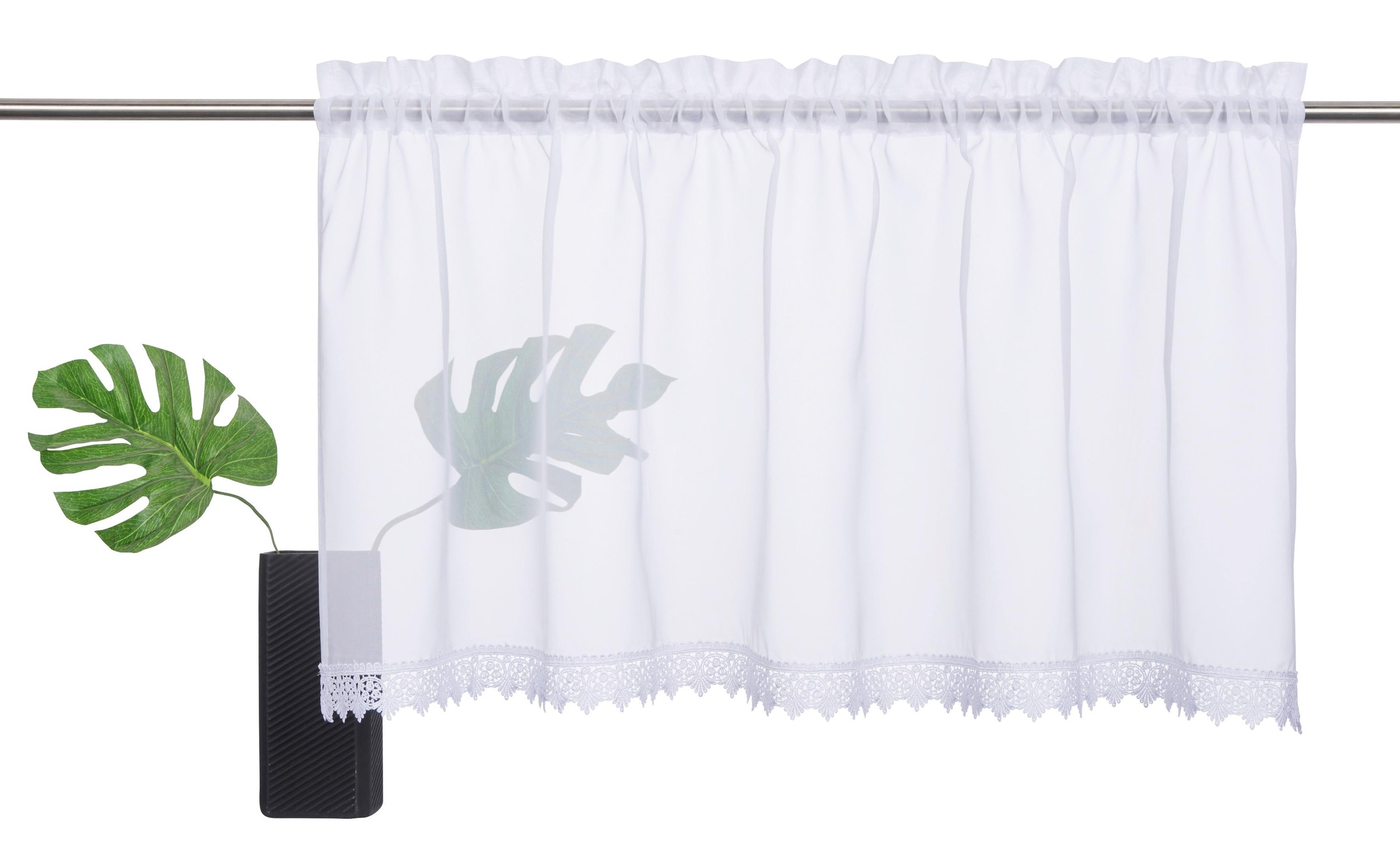 my home Scheibengardine "Missy" Stangendurchzug 1 Stk. tlg. mit Spitzenbord günstig online kaufen