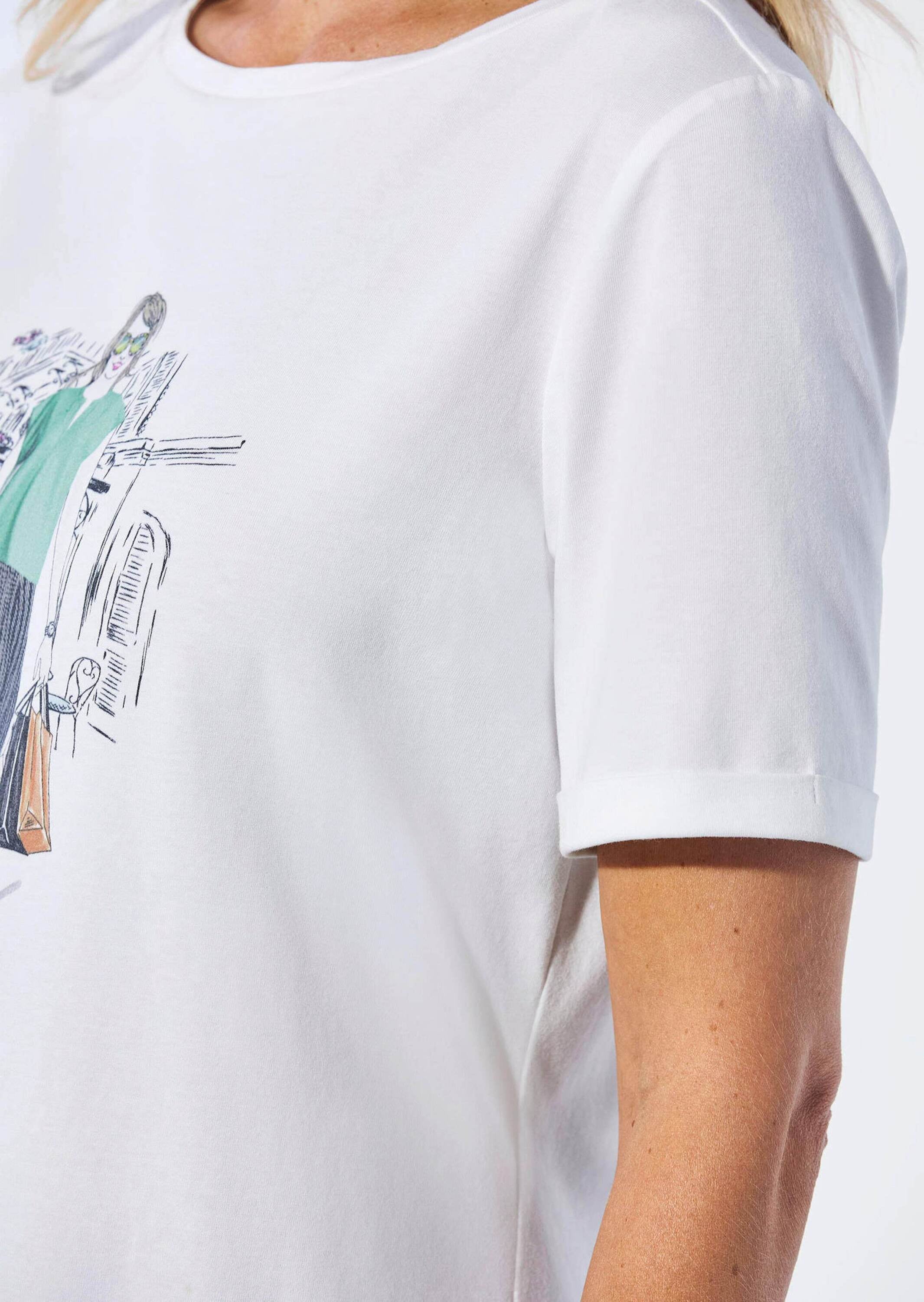 GOLDNER Kurzarmshirt »Kurzgröße Jerseyshirt mit überschnittenen Schultern«