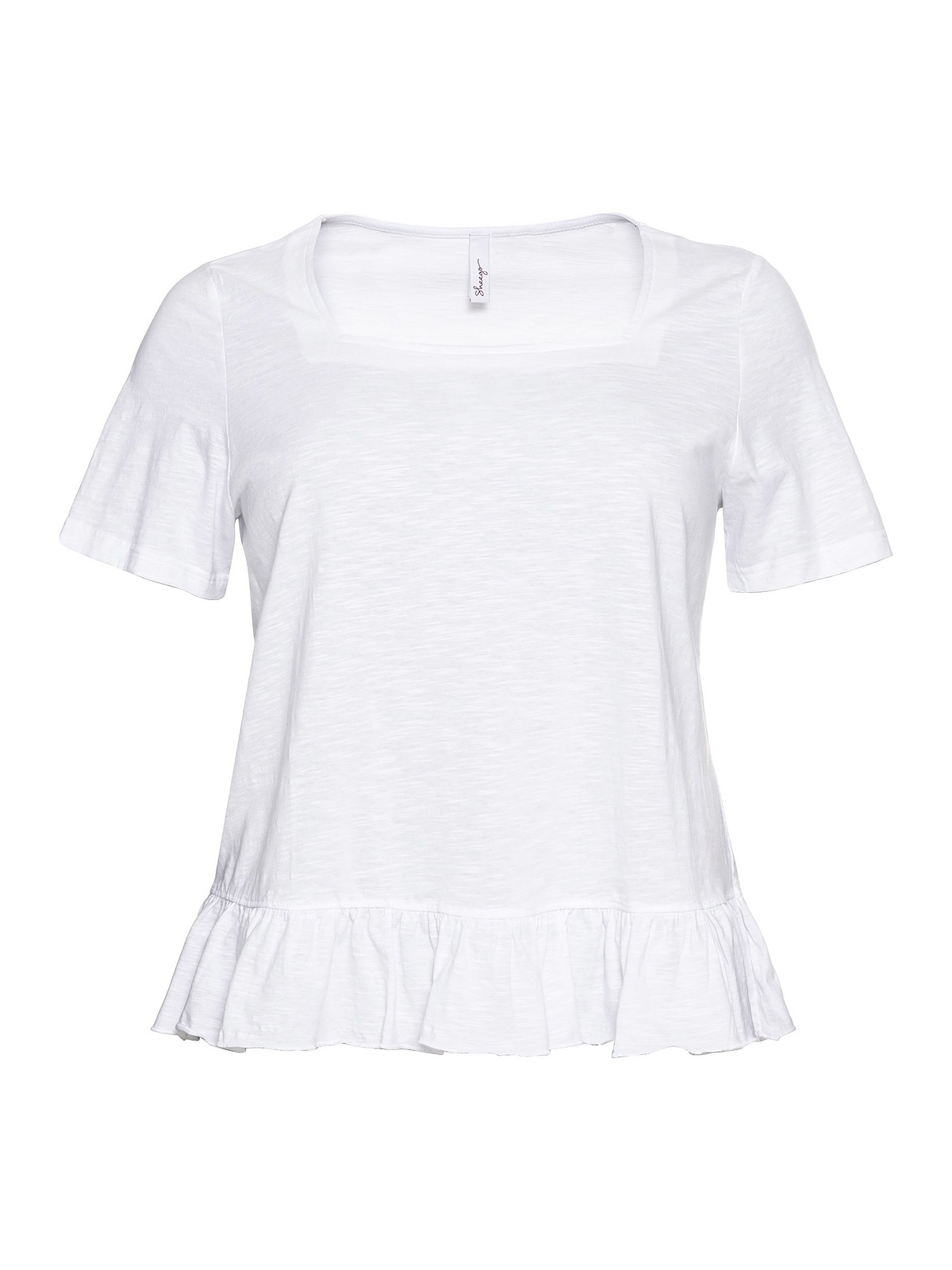 Sheego T-Shirt »Große Größen«, mit Karree-Ausschnitt und Volant am Saum