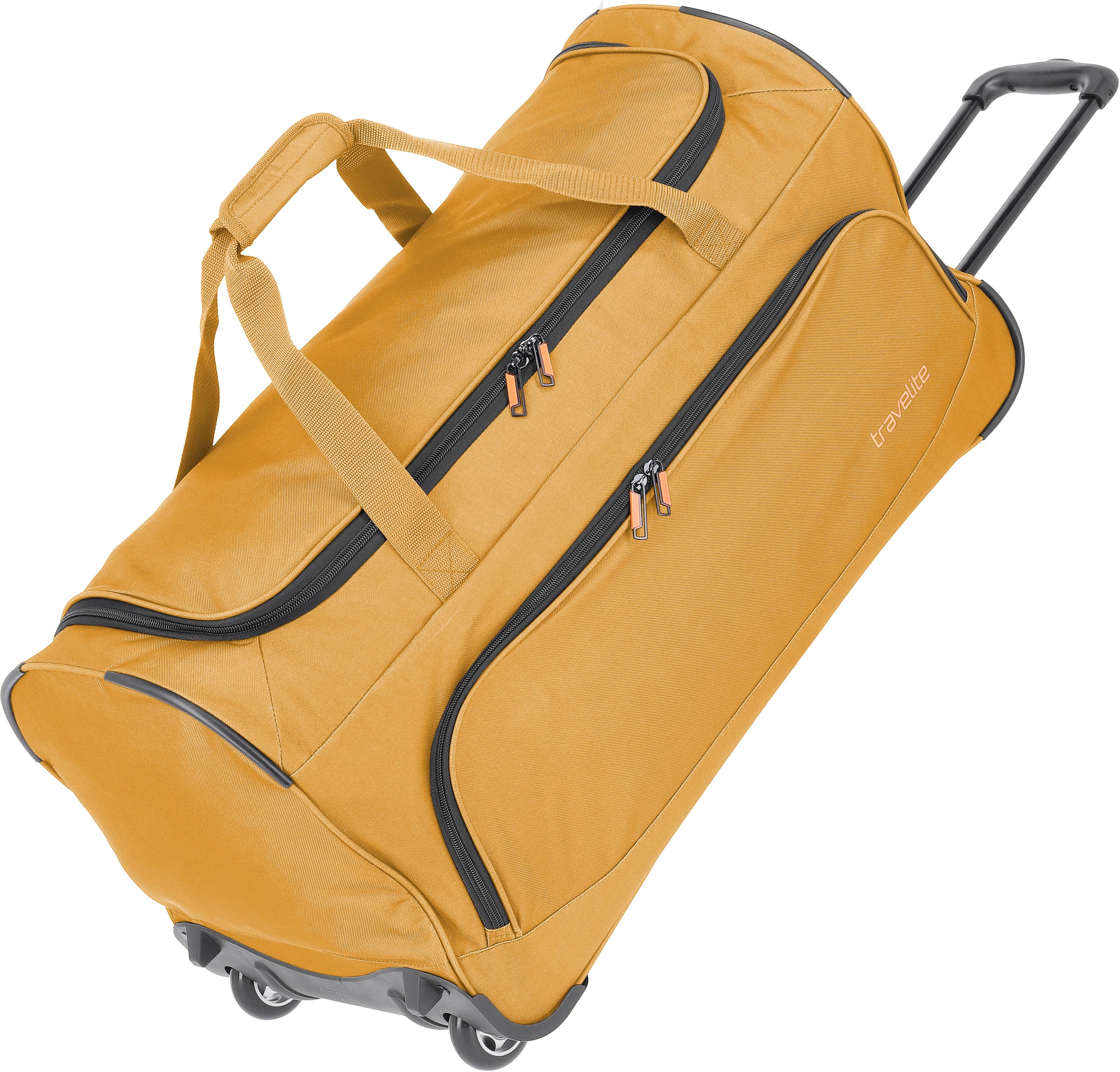 travelite Reisetasche "Basics Fresh, 71 cm, gelb", Duffle Bag Reisegepäck Reisebag mit Trolleyfunktion