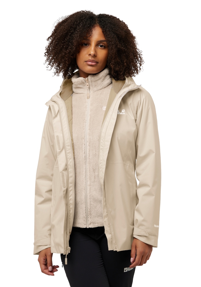 Jack Wolfskin 3-in-1-Funktionsmantel "ROTWAND 3IN1 JKT W" wasserdichte Außenjacke, wärmende Innenjacke