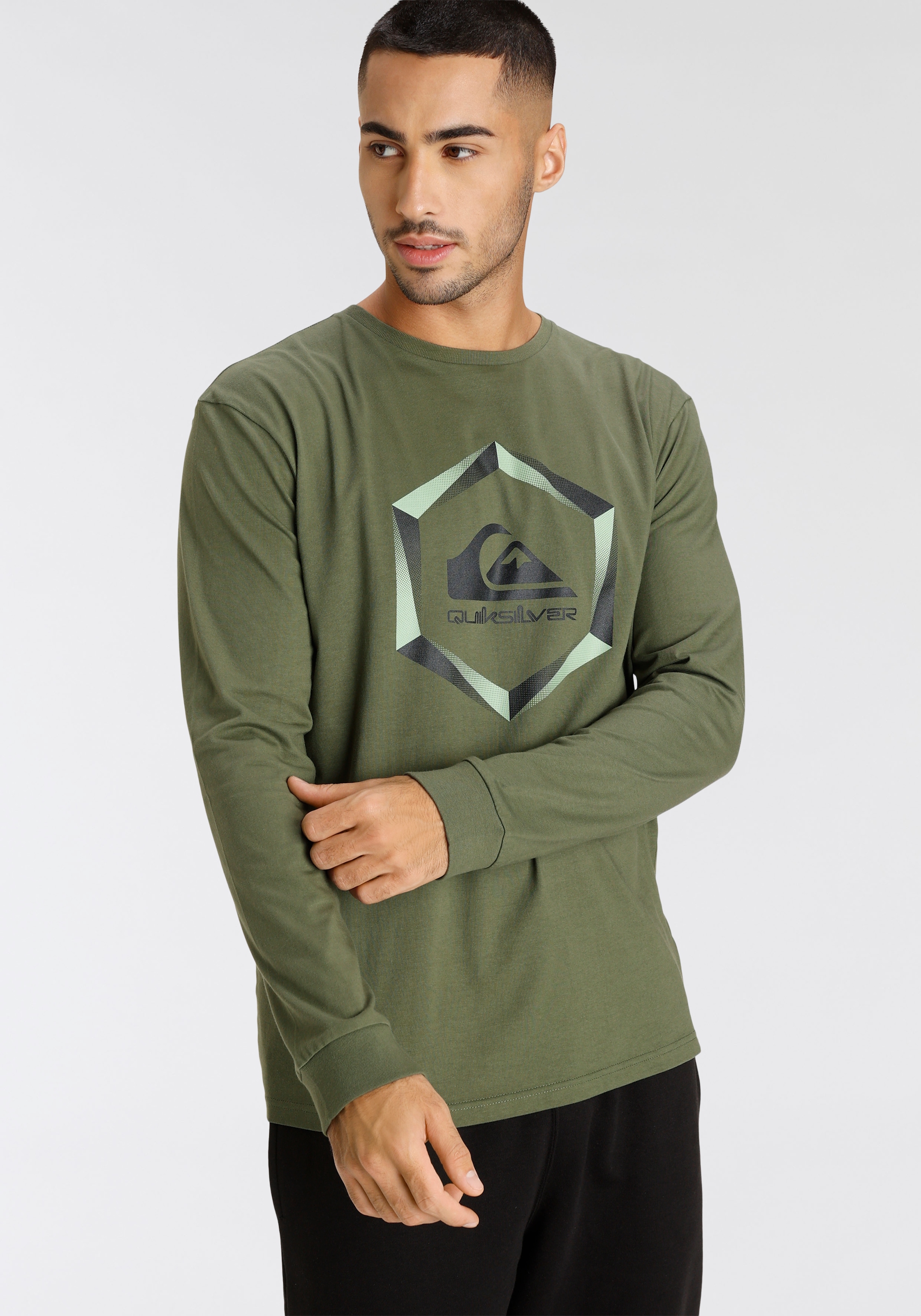 Quiksilver Langarmshirt "Herren Doppelpack mit Logodruck" günstig online kaufen