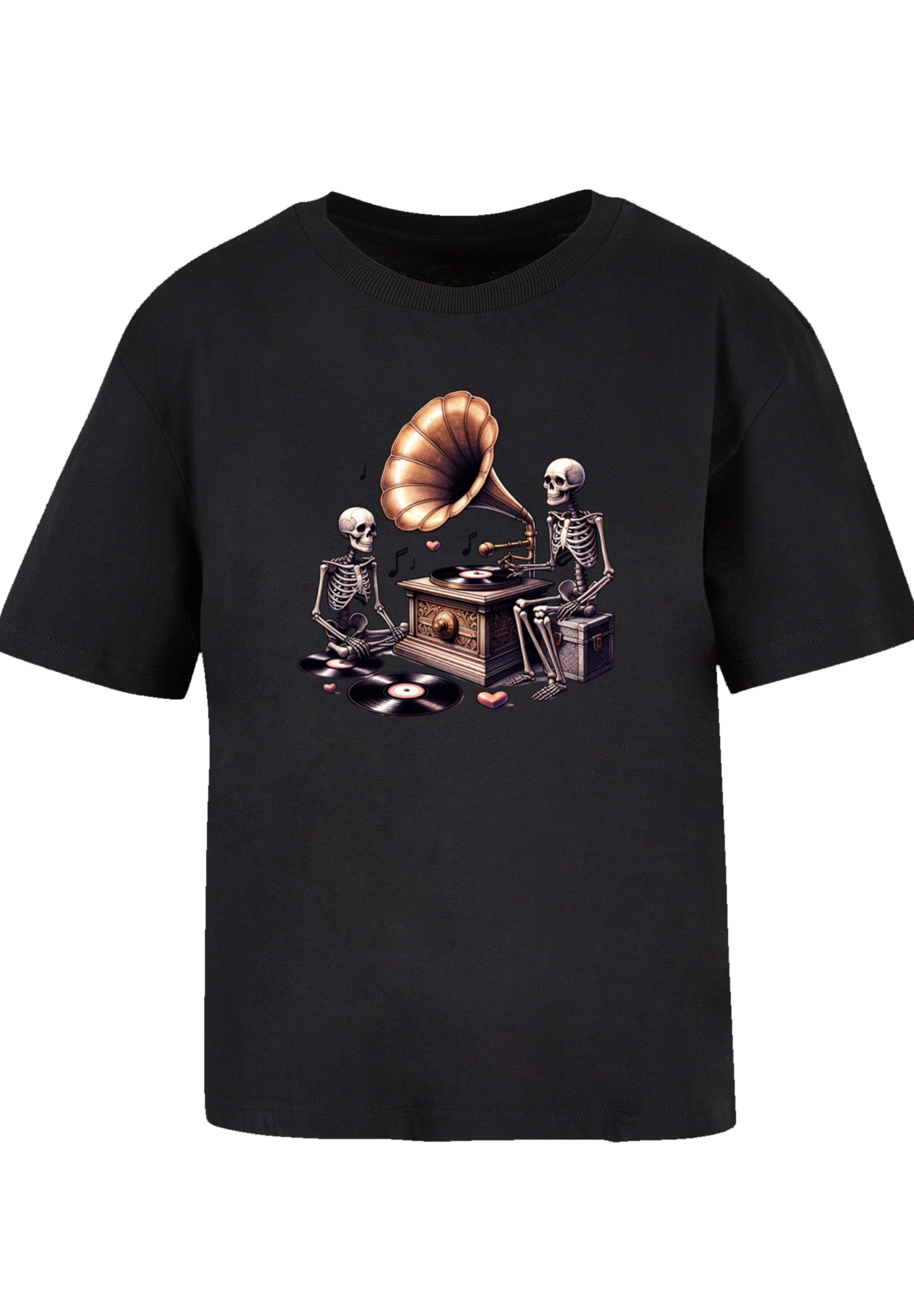 F4NT4STIC T-Shirt »Gothic Skeleton Vintage Plattenspieler«, Premium Qualität
