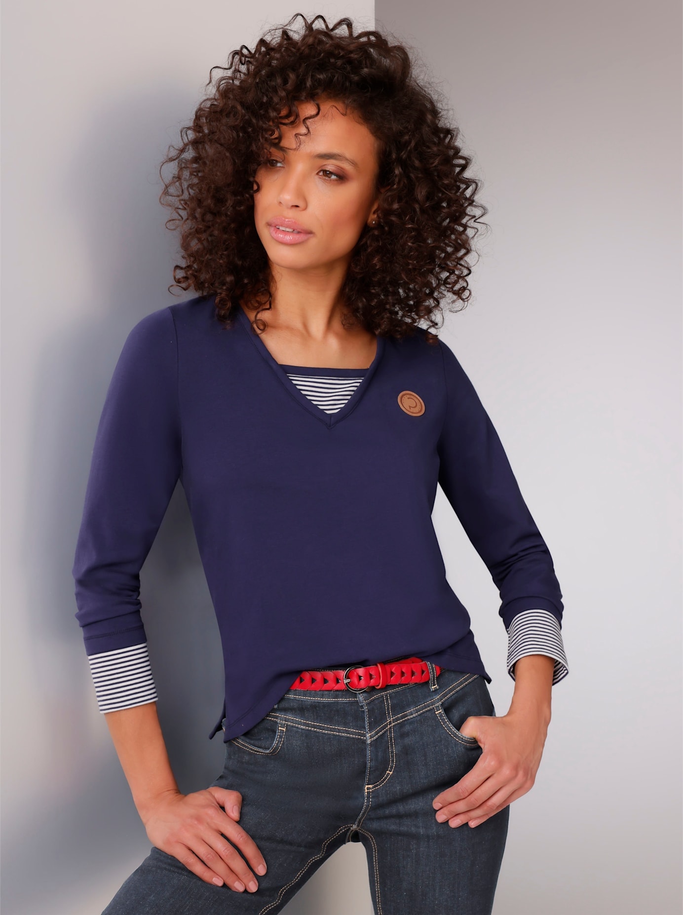 CREATION L PREMIUM Langarmshirt "Pima-Baumwoll-Shirt", 1 Stk. günstig online kaufen