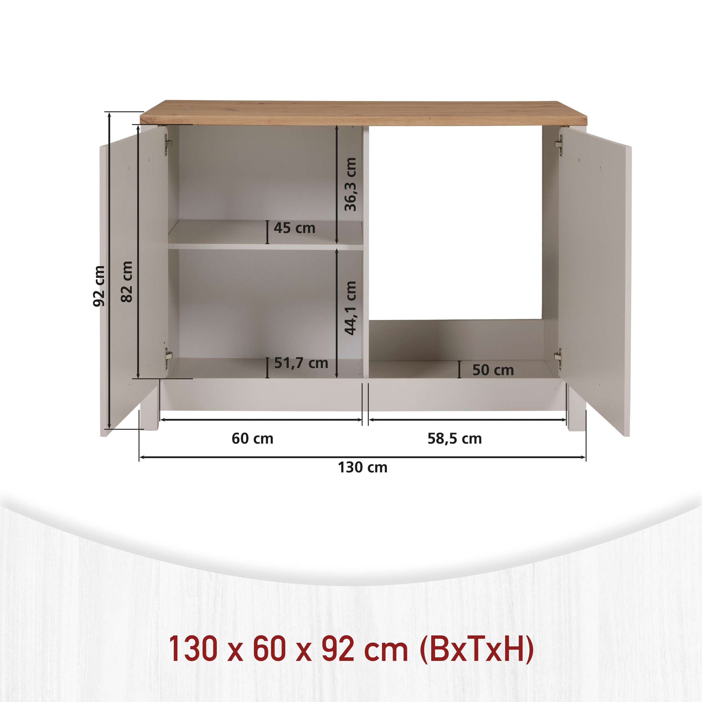 Inter Link Pantryküche »Pienza, Miniküche, Singleküche, Einbauküche, Kochnische« Ohne E-Geräte, für Spüle & Spülmaschine, Soft-Close, B: 130 cm