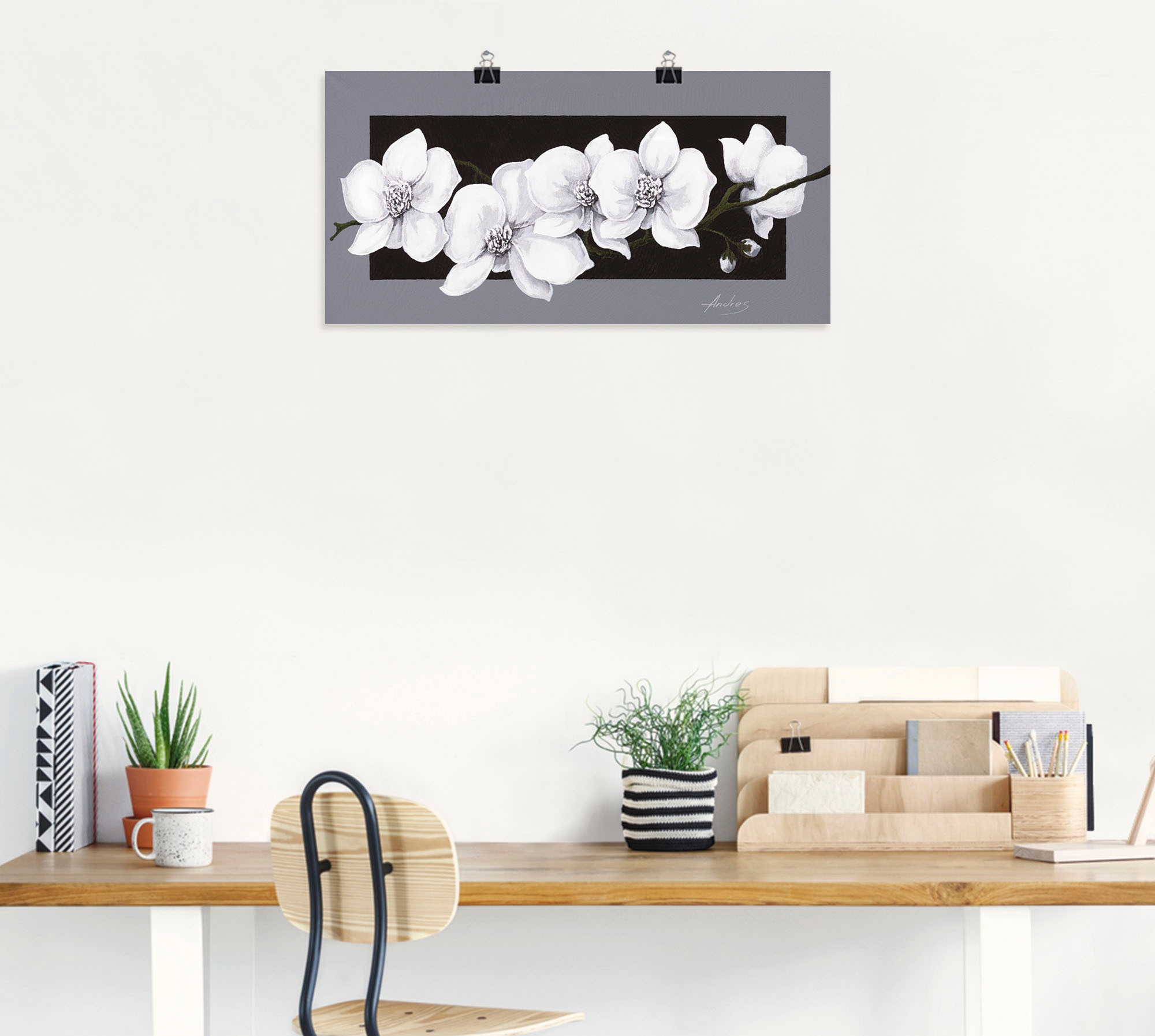 Artland Wandbild »Weiße Orchideen auf grau« Blumen 1 Stk. tlg. als Alubild, Leinwandbild, Poster in verschied. Größen