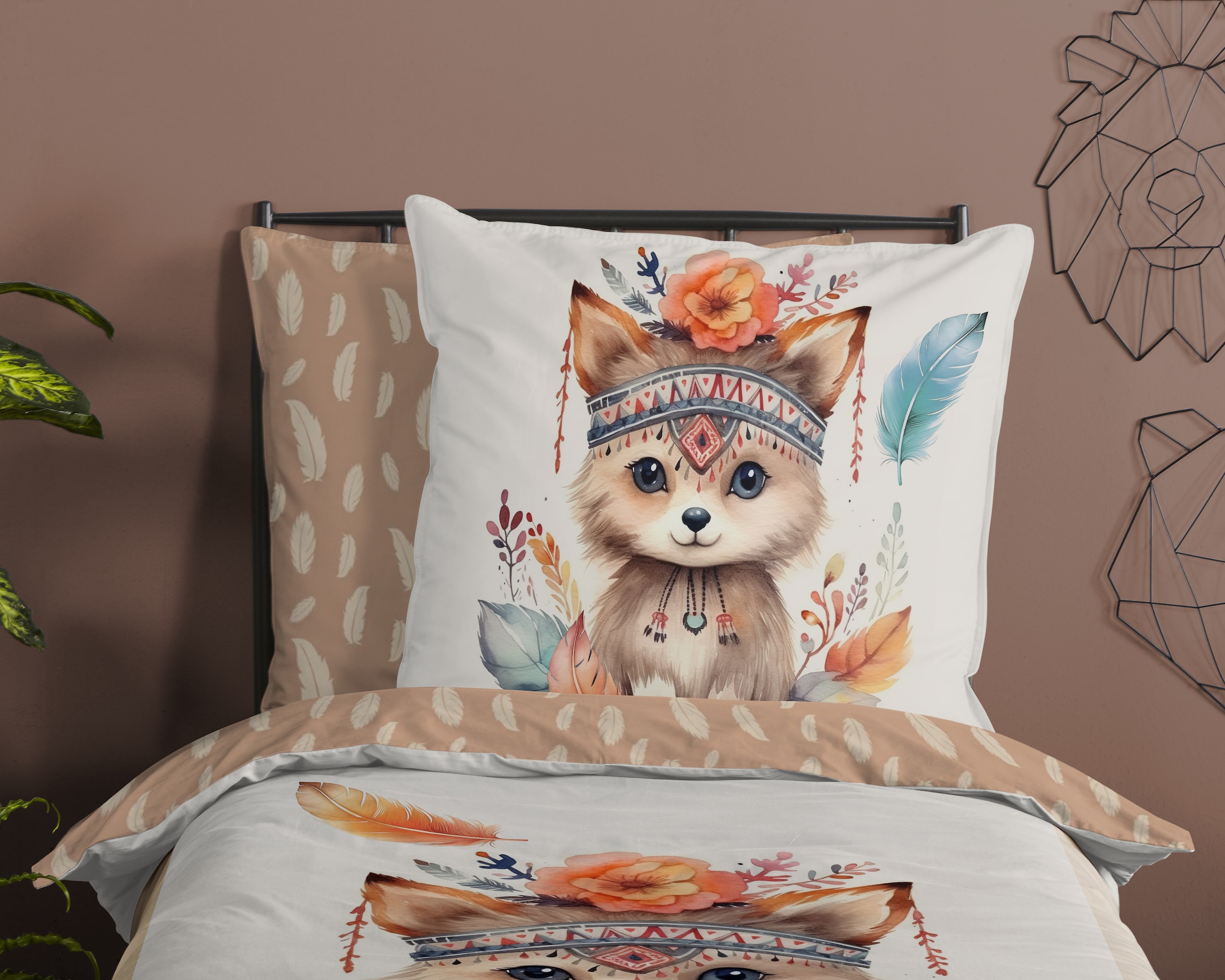 good morning Kinderbettwäsche »Hay«, Baumwolle, 135x200, Reißverschluss, Wendeoptik, Kind, Fuchs, Boho Sand