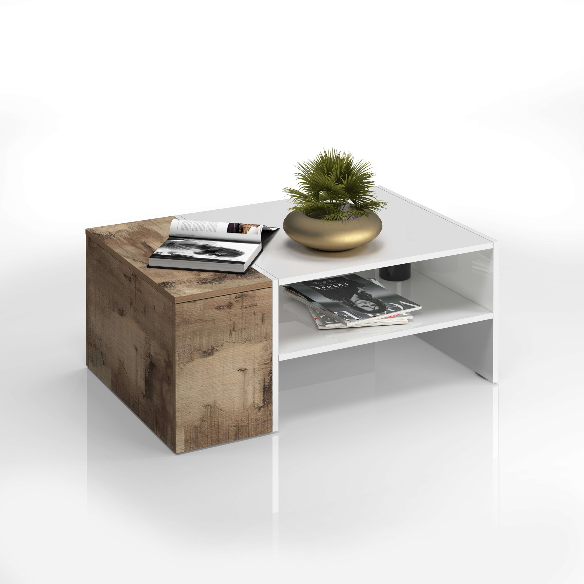 Thumbnail - Home affaire Couchtisch "Coro, Couchtisch, Couchtisch mit seitlichem Stauraum,Sofatisch" Länge 90 cm, mit zwei Ablagefäc...