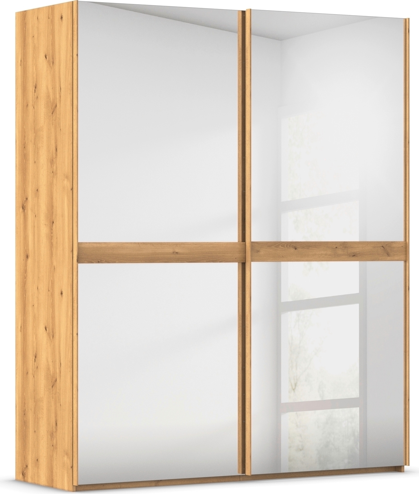 rauch Schwebetürenschrank "Kleiderschrank Schrank Garderobe Schlafzimmerschrank SCALE-LINE" edle Optik mit Bauchbinde in Korpusfarbe Spiegelfront MADE IN GERMANY