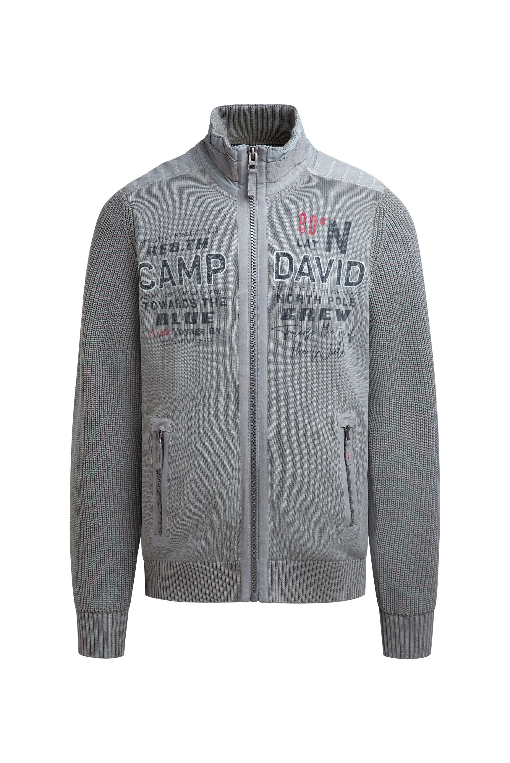 CAMP DAVID Strickjacke mit Reißverschlusstaschen