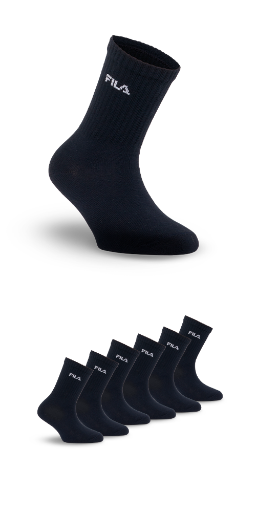 Fila Socken 6 Paar tlg. breites Rippenbündchen, Cotton-Mix, Unisex
