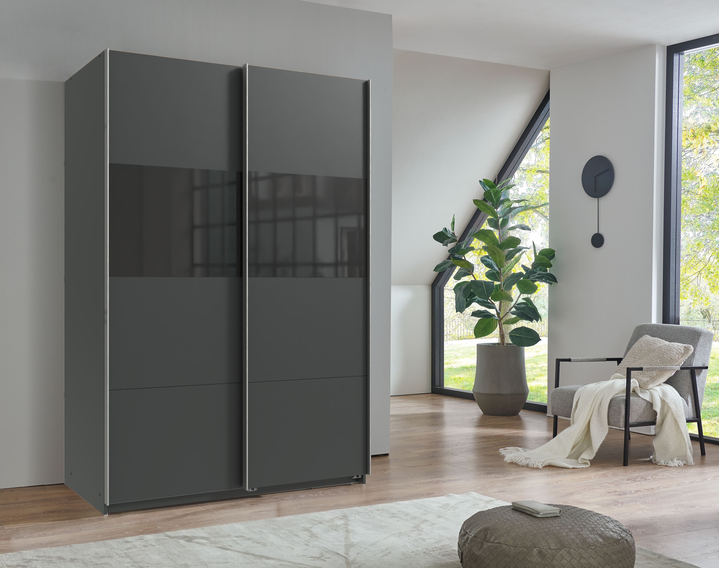 Wimex Schwebetürenschrank »Bramfeld TOPSELLER Kleiderschrank«, mit Glaselementen und zusätzlichen Einlegeböden