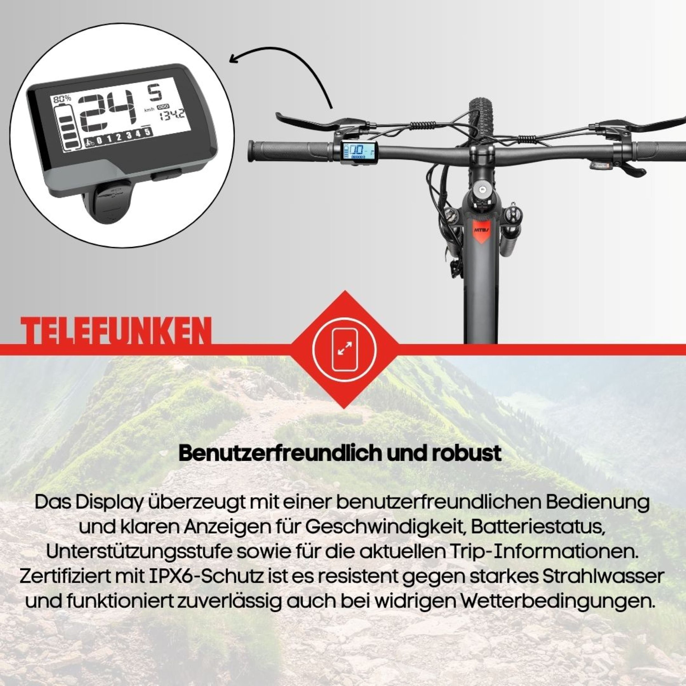 Telefunken E-Bike »E-MTB Aufsteiger M919«, 7 Gang, Shimano, Tourney, Heckmotor 250 W, Pedelec, Elektrofahrrad, Damen u. Herren, E-MTB, Mountainbike, 29 Zoll