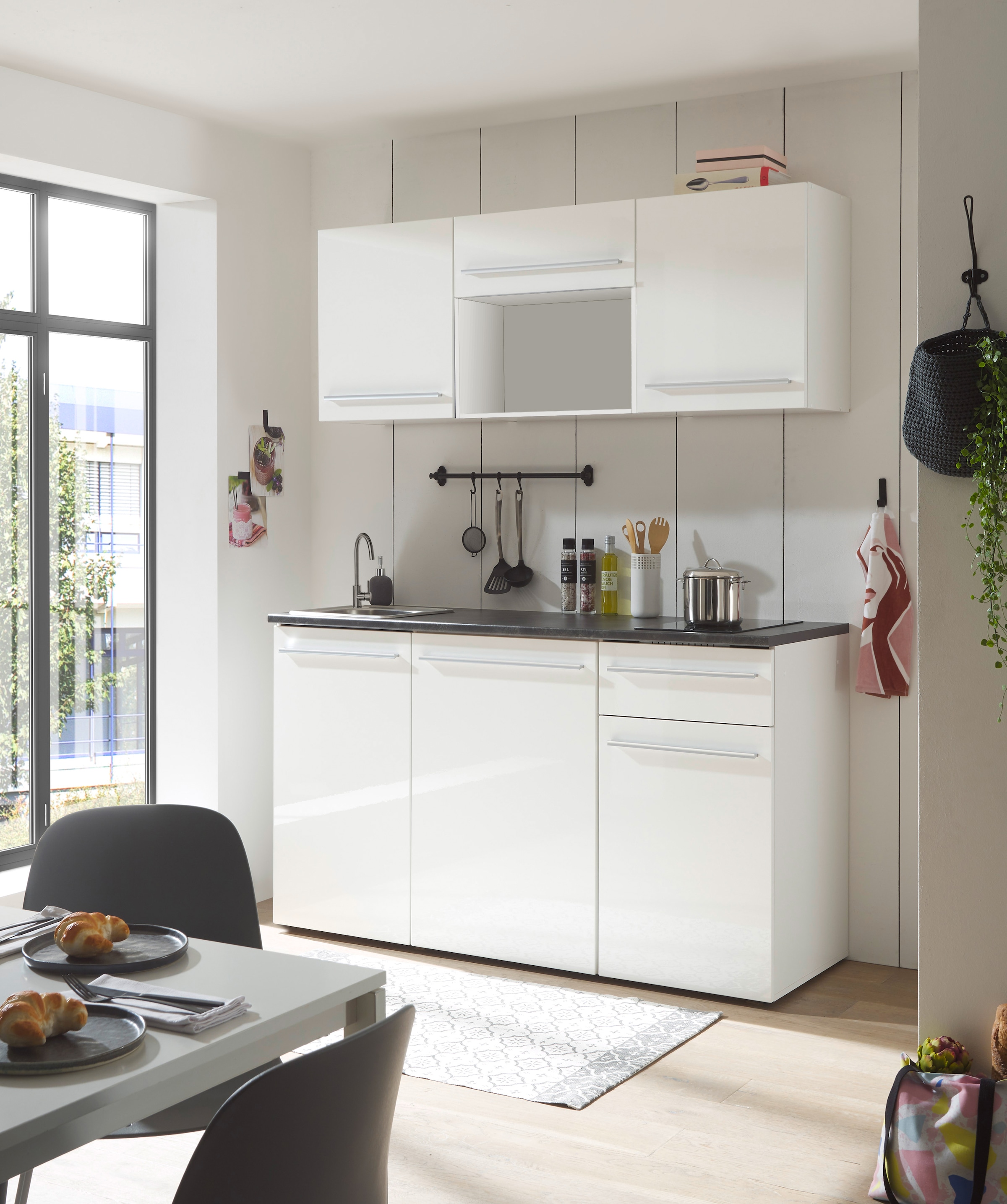 BASIC by Balculina Küchenzeile »Jazz Singleküche«, Breite 160 cm, mit und ohne Geräte lieferbar