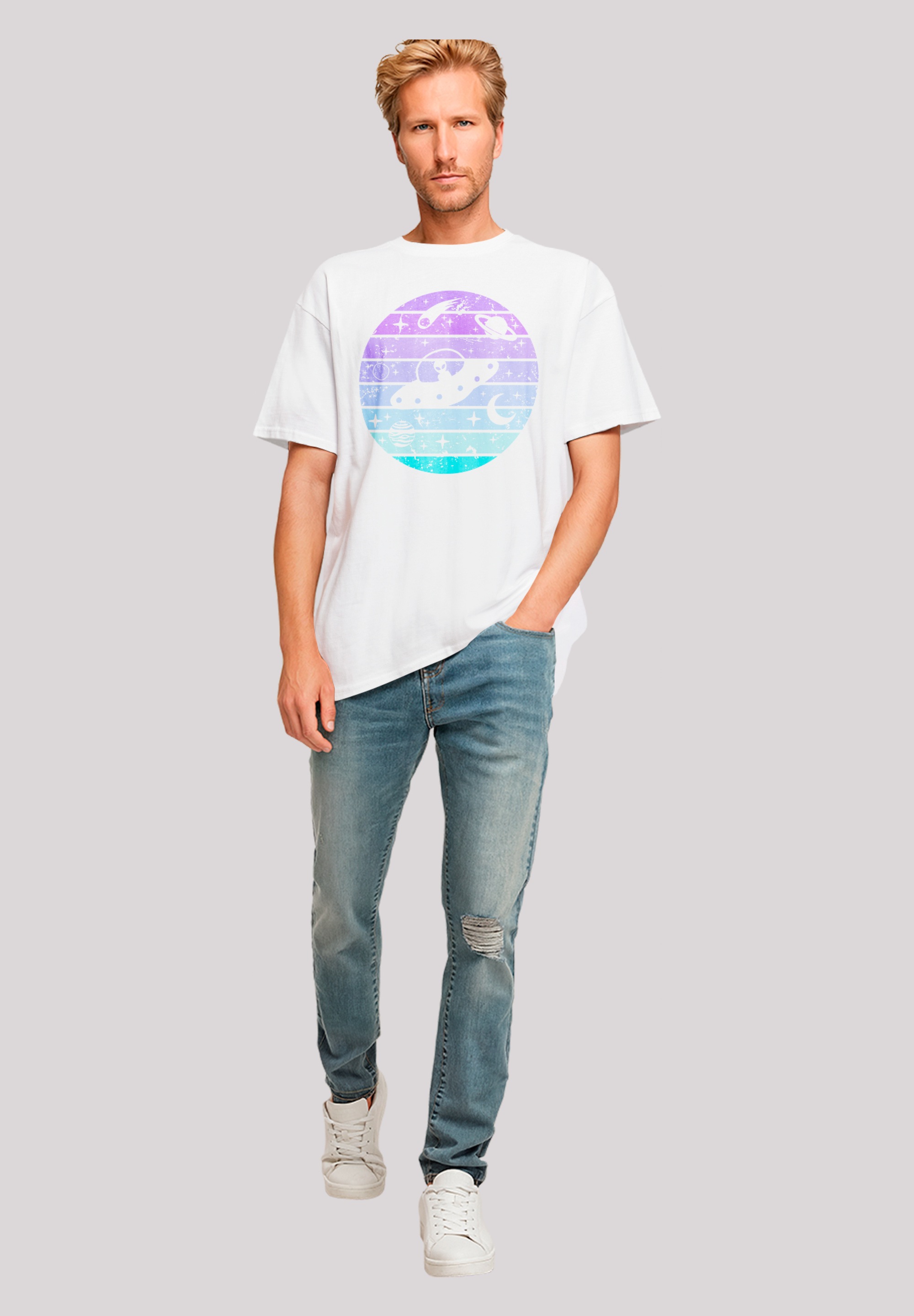 F4NT4STIC T-Shirt »Retro Alien Weltraum Sonnenuntergang«, Premium Qualität