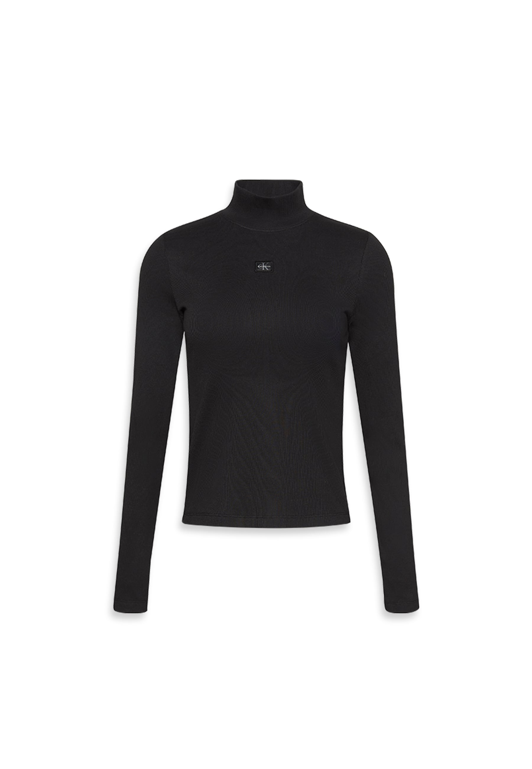 Calvin Klein Jeans Shirttop »LS WOVEN LABEL TURTLENECK«, Mit Rundhalsausschnitt, regular fit