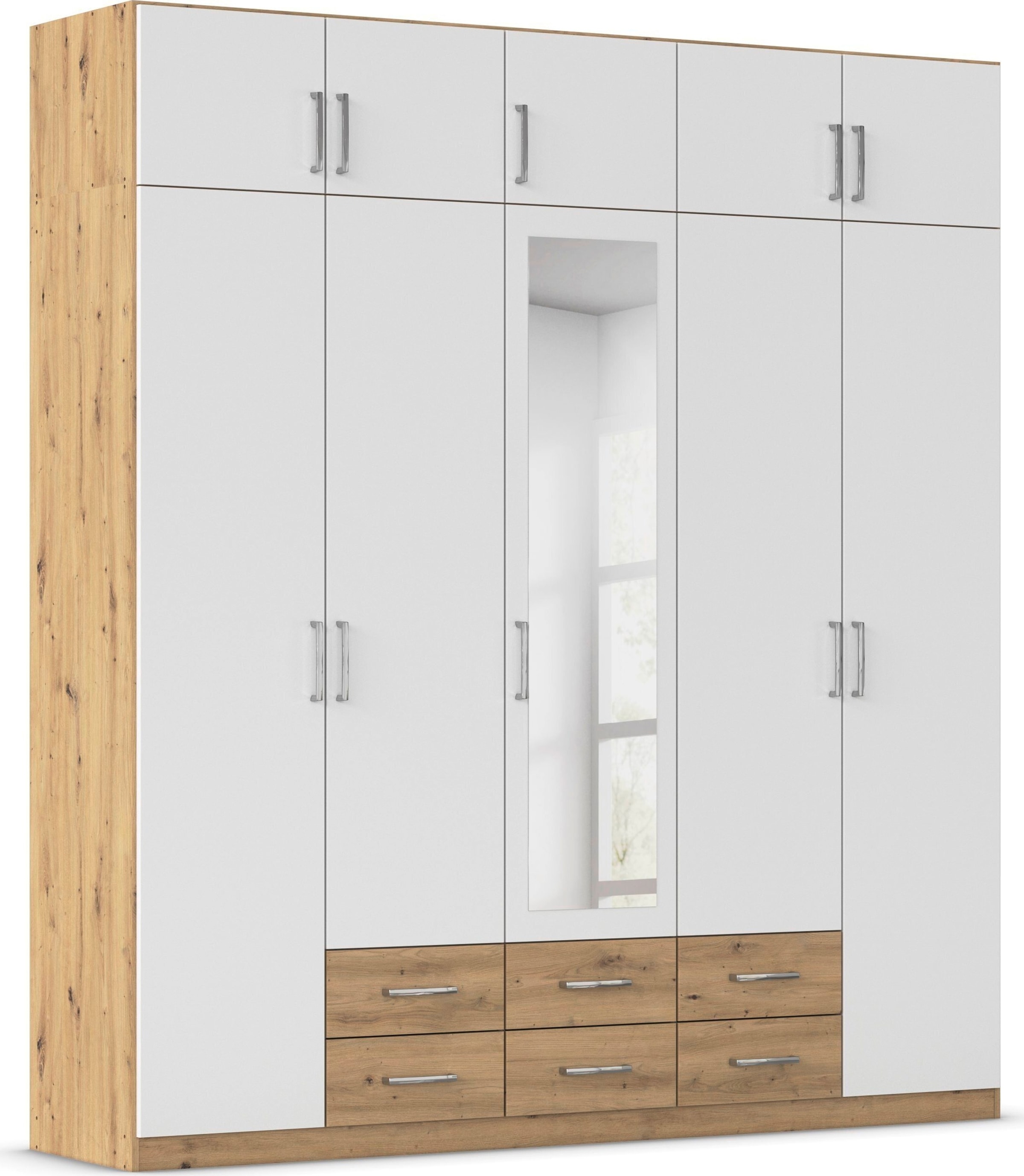 rauch Kleiderschrank "Schrank Garderobe Wäscheschrank GAMMA in 4 Breiten 91-226 cm" 3 verschiedene Ausstattungen BASIC/CLASSIC/PREMIUM (inkl. SOFT-CLOSE), mit Schubladen und Schrankaufsatz sowie Spiegel MADE IN GERMANY