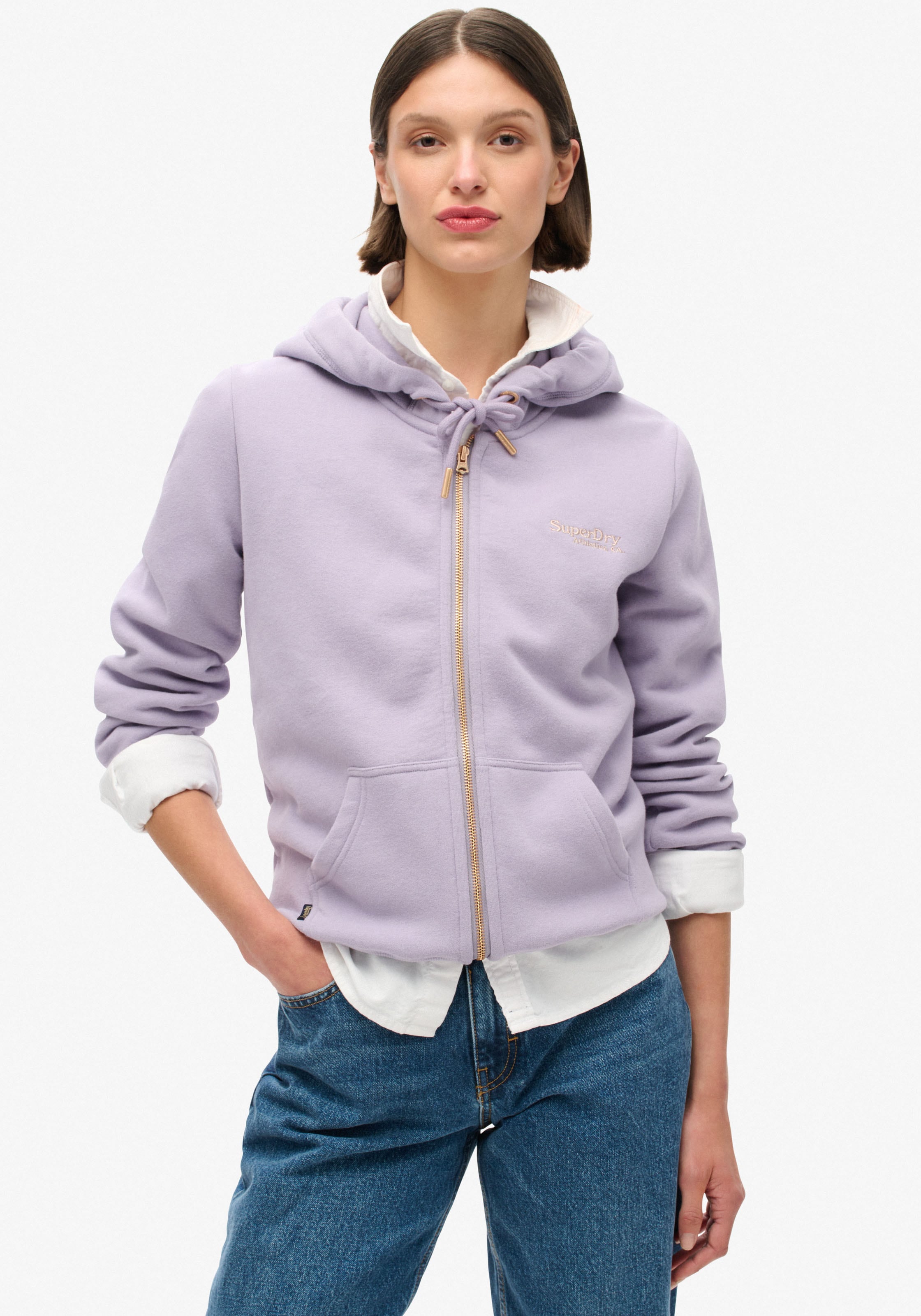 Superdry Kapuzensweatjacke "ESSENTIAL LOGO ZIP HOODIE", mit Logostickerei