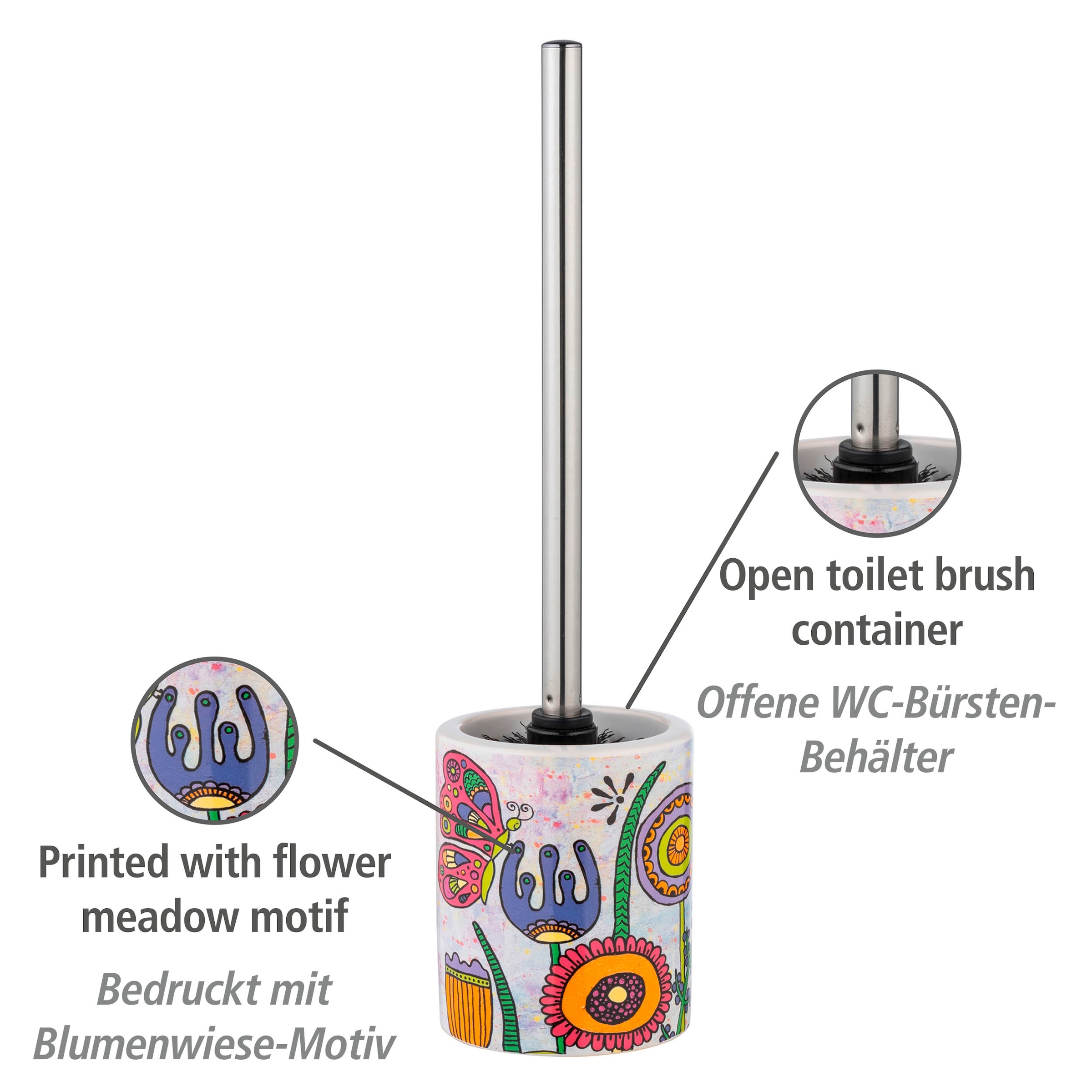 WENKO WC-Garnitur »Rollin'Art Full Bloom«, aus Keramik, freistehend, inkl.  WC-Bürste kaufen | BAUR