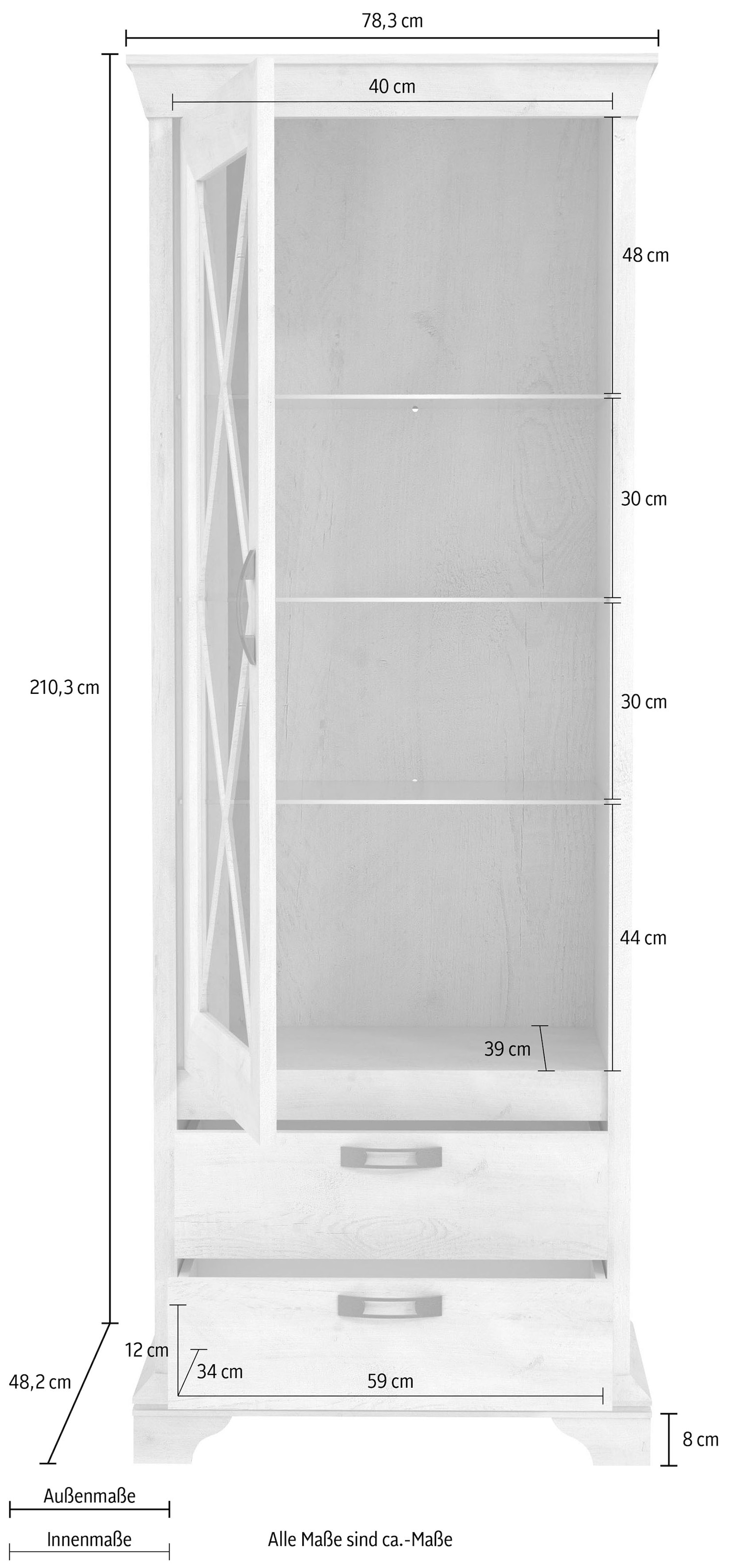 FORTE Vitrine, Breite 78 cm, inkl. LED Beleuchtung