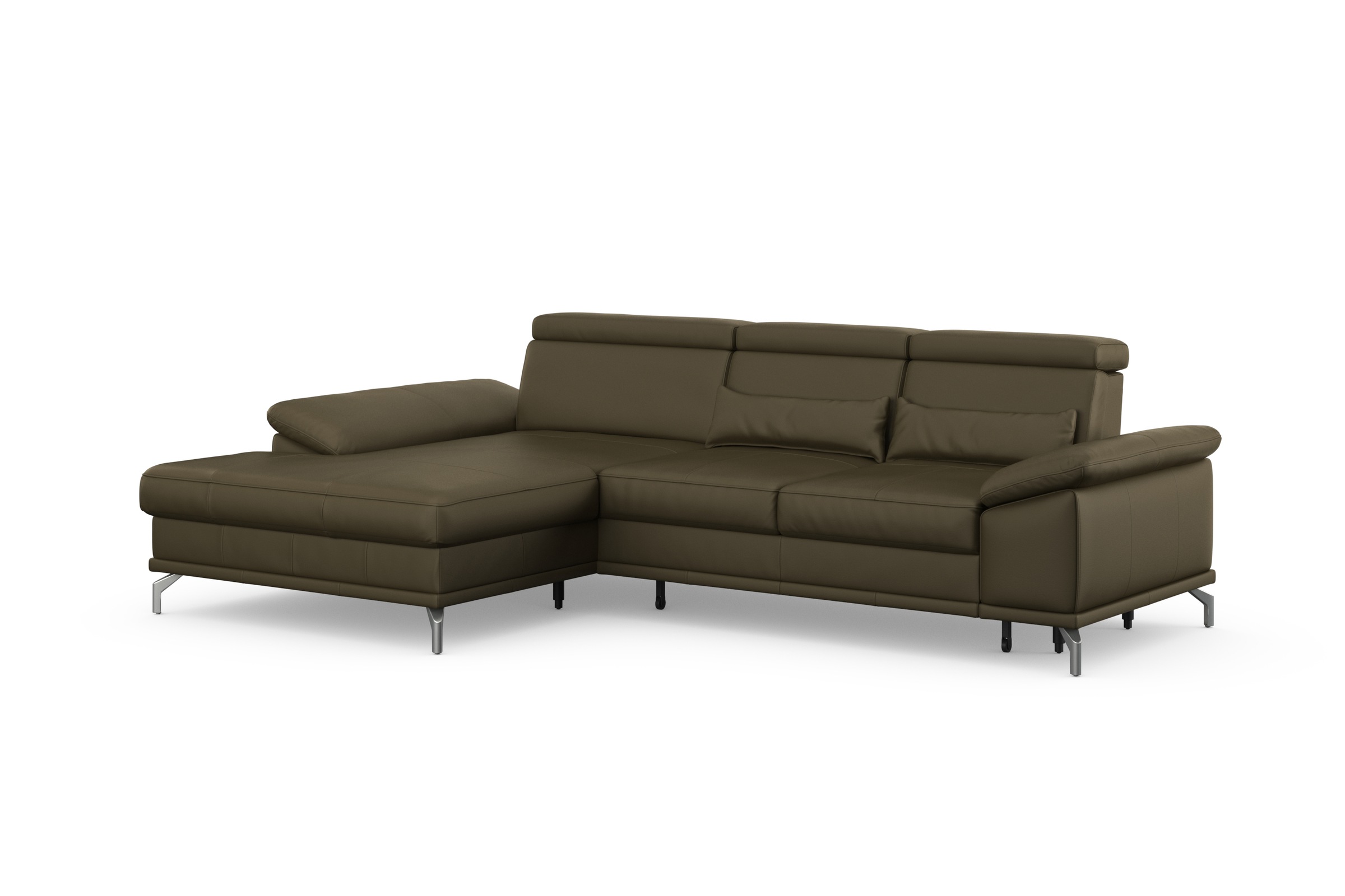sit&more Ecksofa »Cabrio L-Form, mit Sitztiefenverstellung, Arm- und Kopfteilverstellung«, 2 Nierenkissen, Federkern, optional Bettfunktion und Stauraum