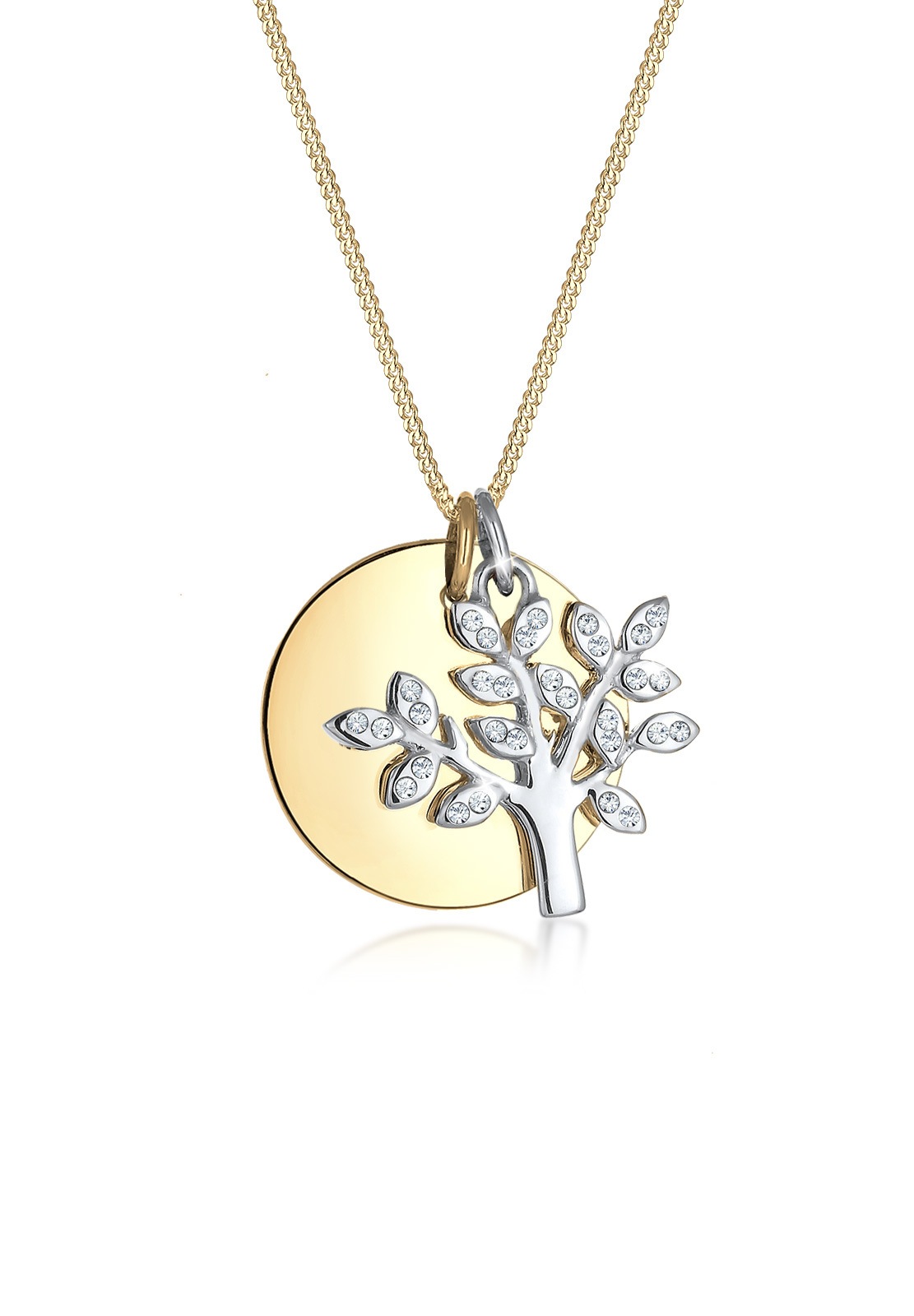 Elli Premium Collierkettchen »Lebensbaum Kreis Kristalle 925 Silber«