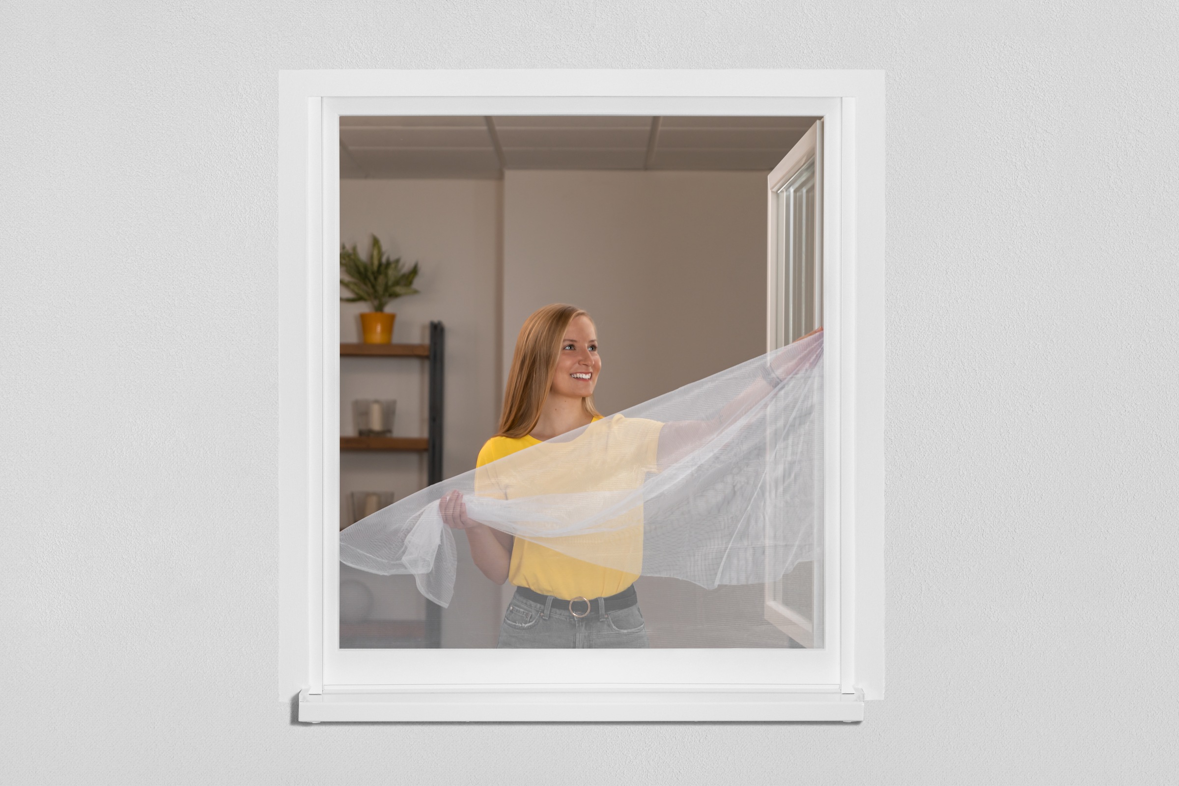 SCHELLENBERG Fliegengitter-Gewebe »für Fenster ohne bohren«, Insektenschutz inkl. Befestigungsband, 100 x 100 cm, weiß, anthrazit