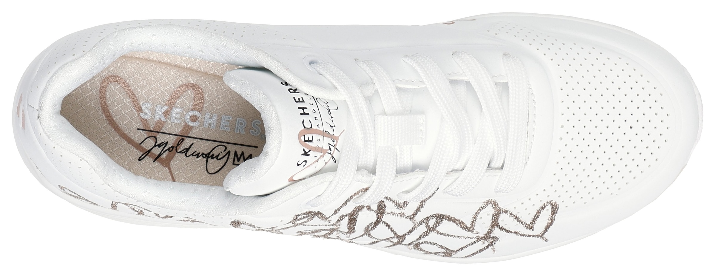 Skechers Sneaker »UNO-GOLDEN HEART«, Freizeitschuh, Schnürschuh mit goldfarbenen Mylar-Stickereien