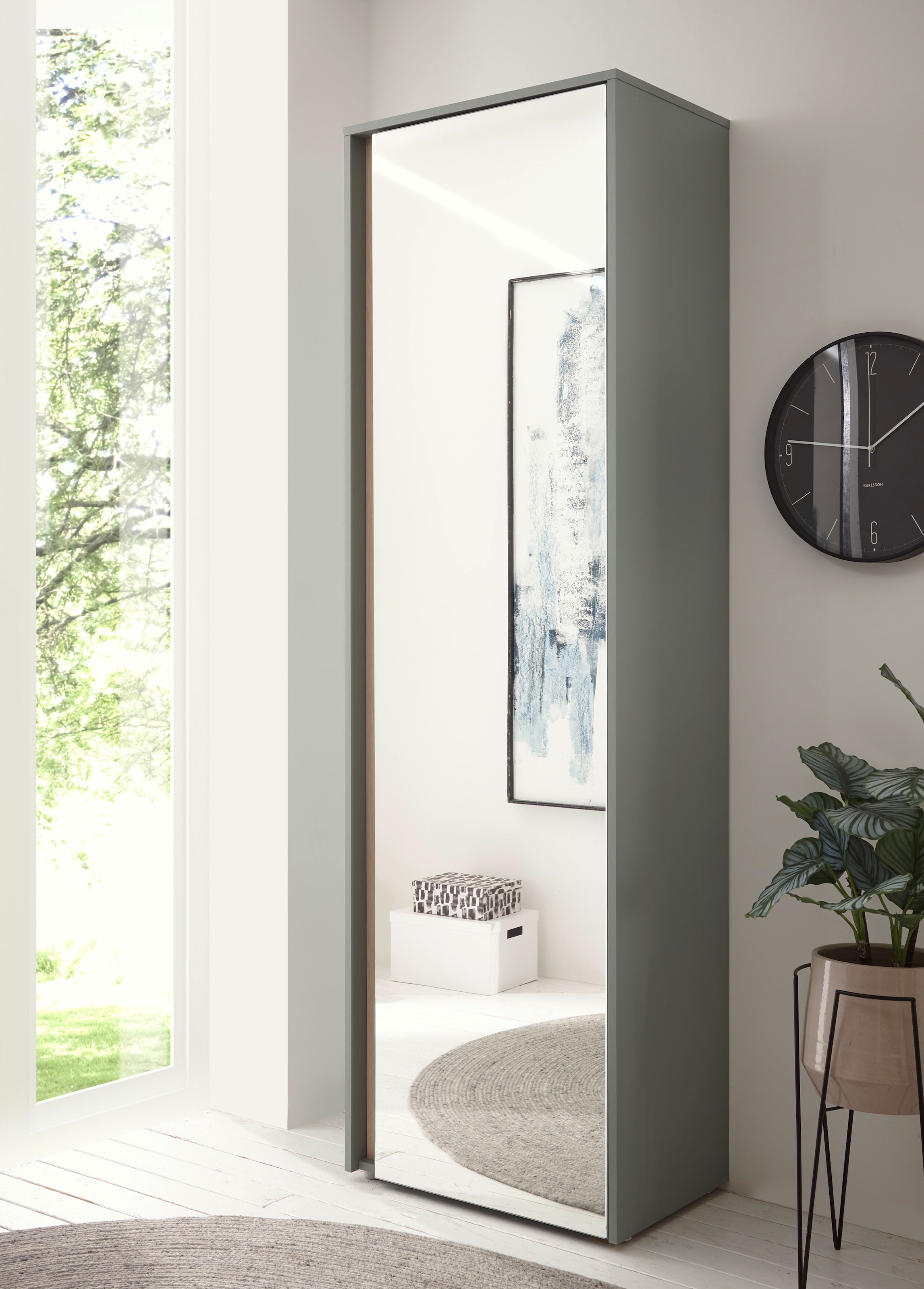 Home affaire "GiRON/CiTY, moderner Garderobenschrank, Kleiderschrank mit Stauraum" Spiegeltür, Teleskopauszug, Tür beidseitig montierbar, 60 cm breit