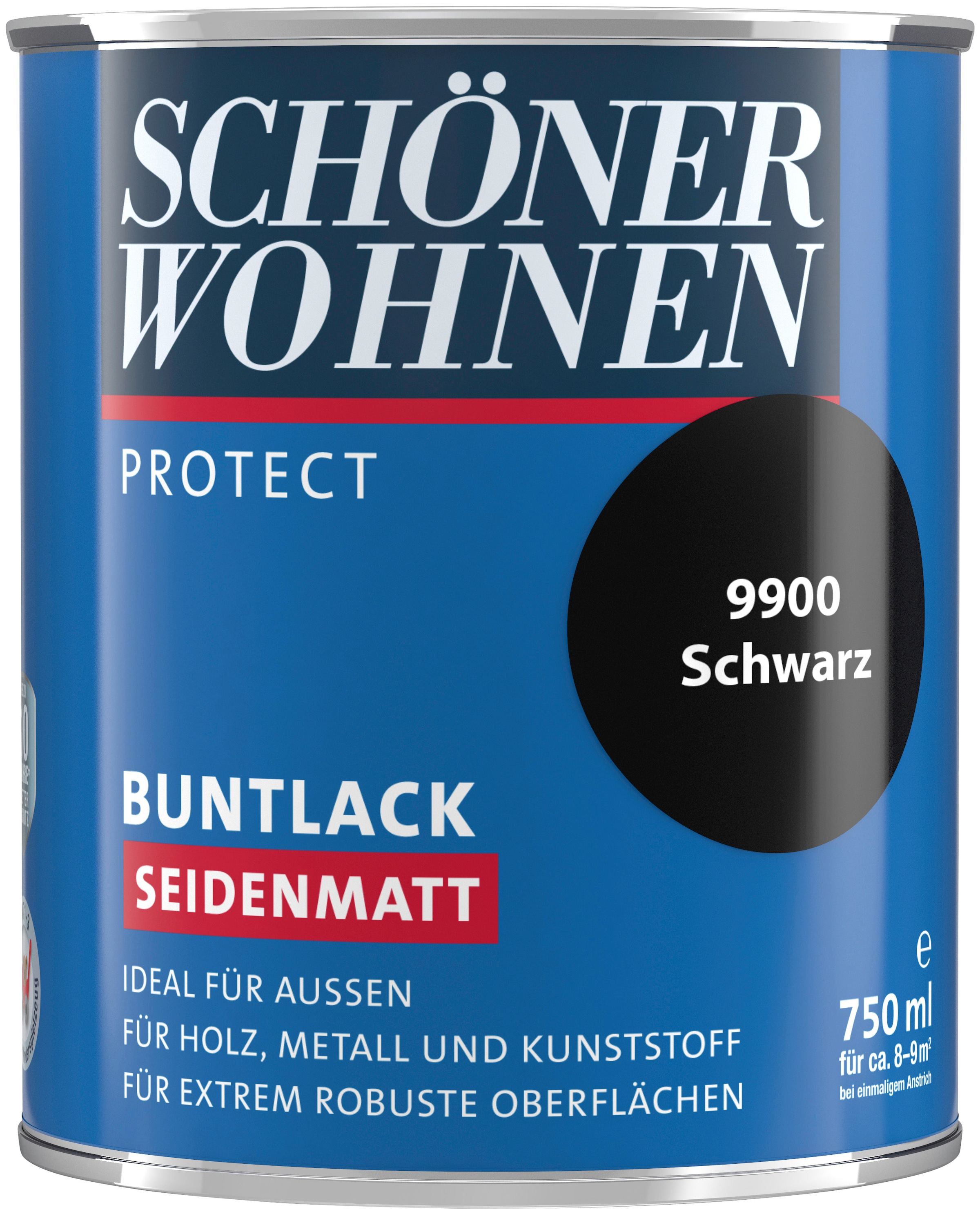 SCHÖNER WOHNEN FARBE Lack »Protect Buntlack«, 750 ml, schwarz, seidenmatt, ideal für...