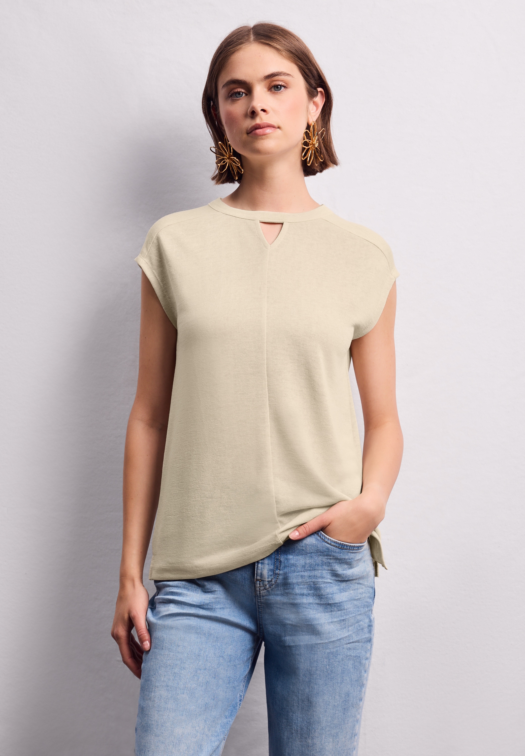 STREET ONE STUDIO T-Shirt, aus elastischem Materialmix günstig online kaufen
